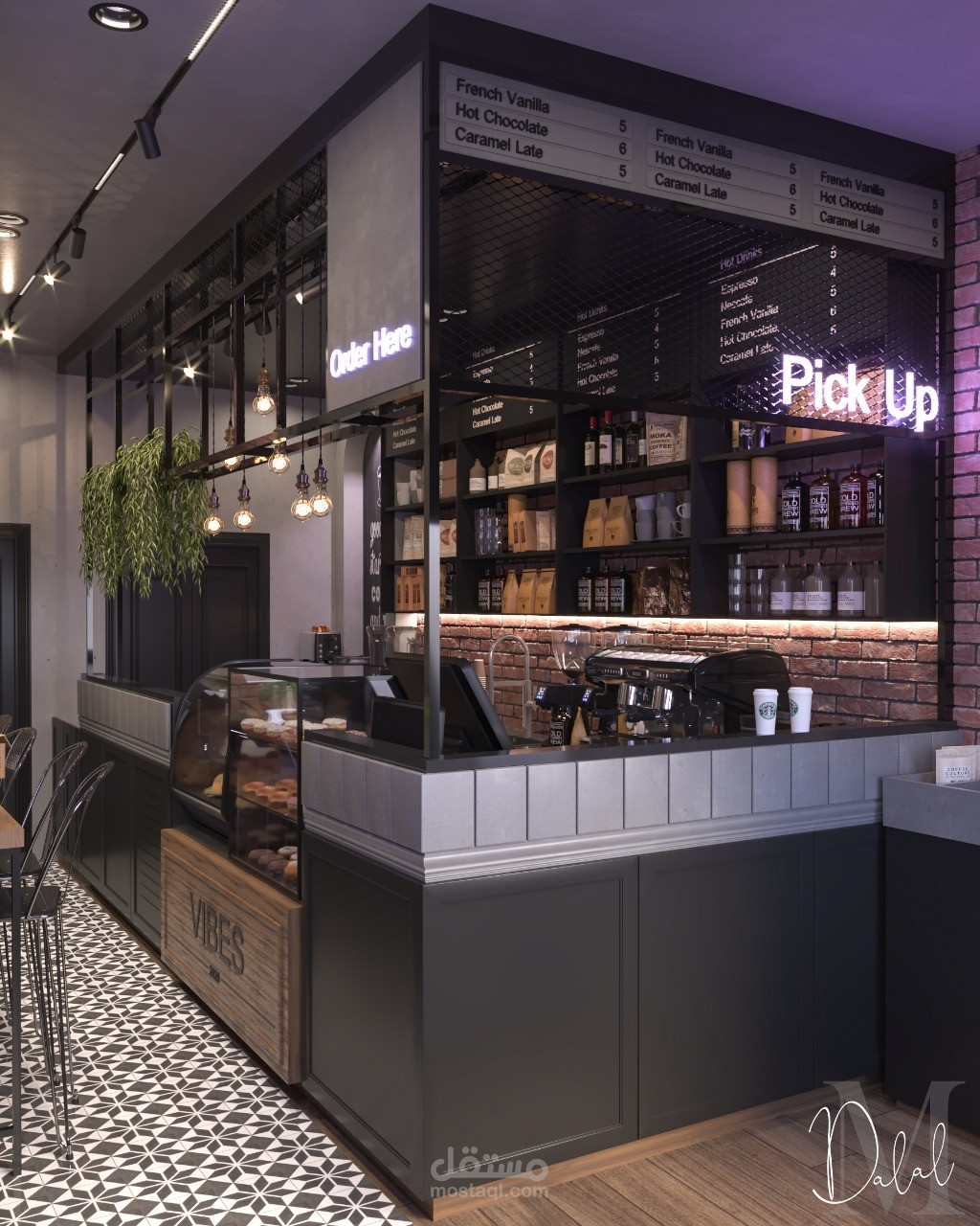 تصميم وتنفيذ محل لبيع مشاريب القهوة في المنطقة الشرقية في نابلس Coffee House VIPS