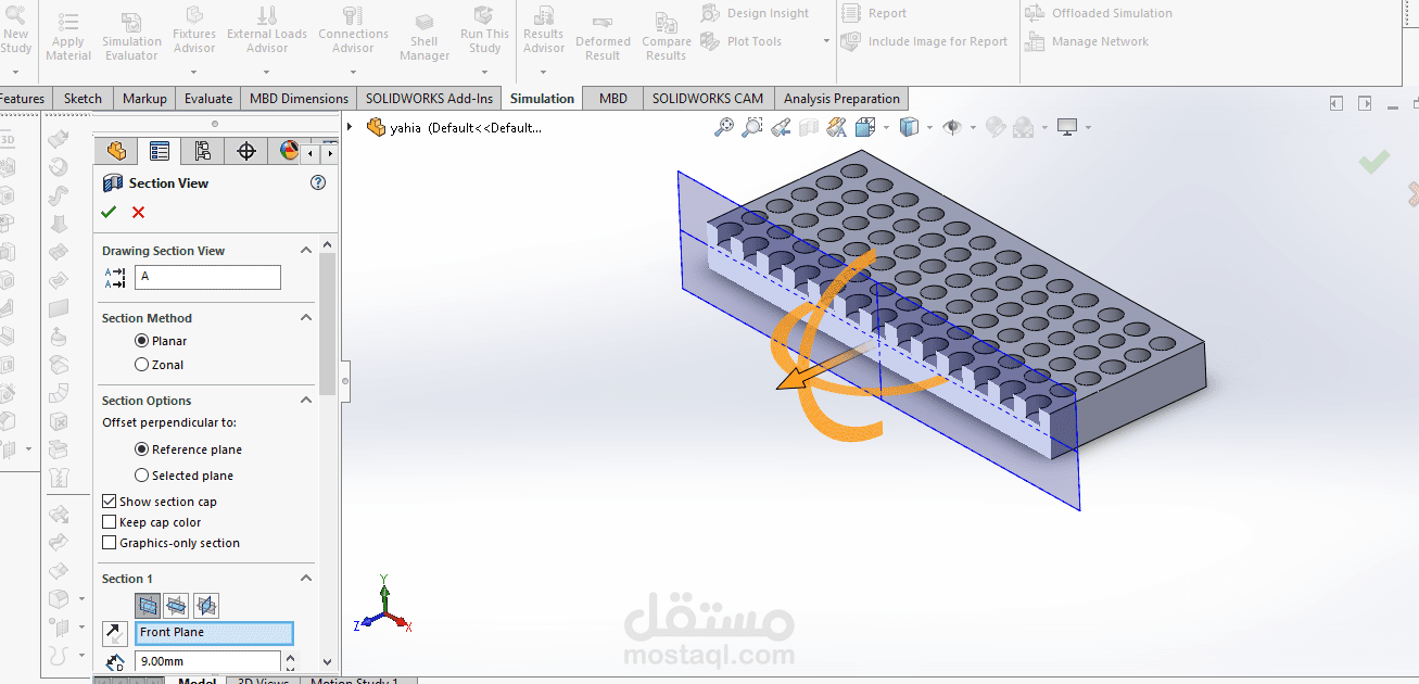 A piece of metal that has holes on one side only