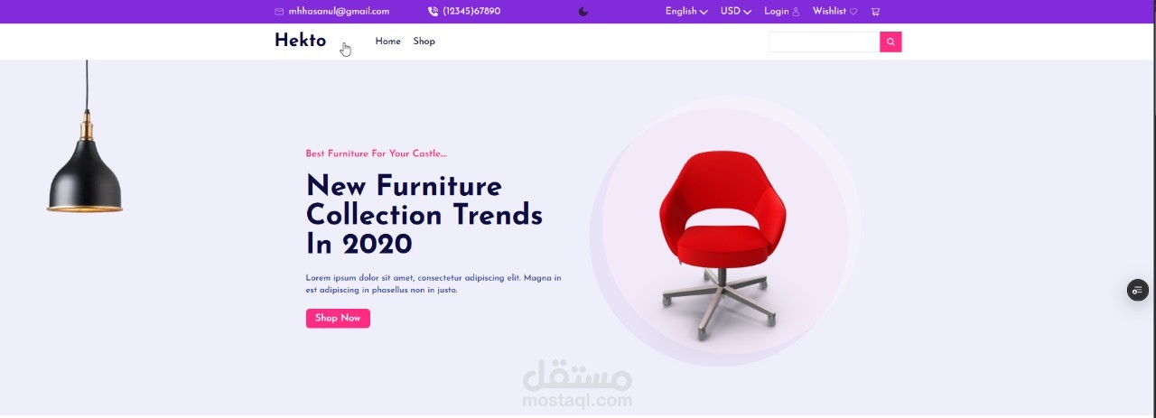 Modern e-commerce platform for furniture marketing