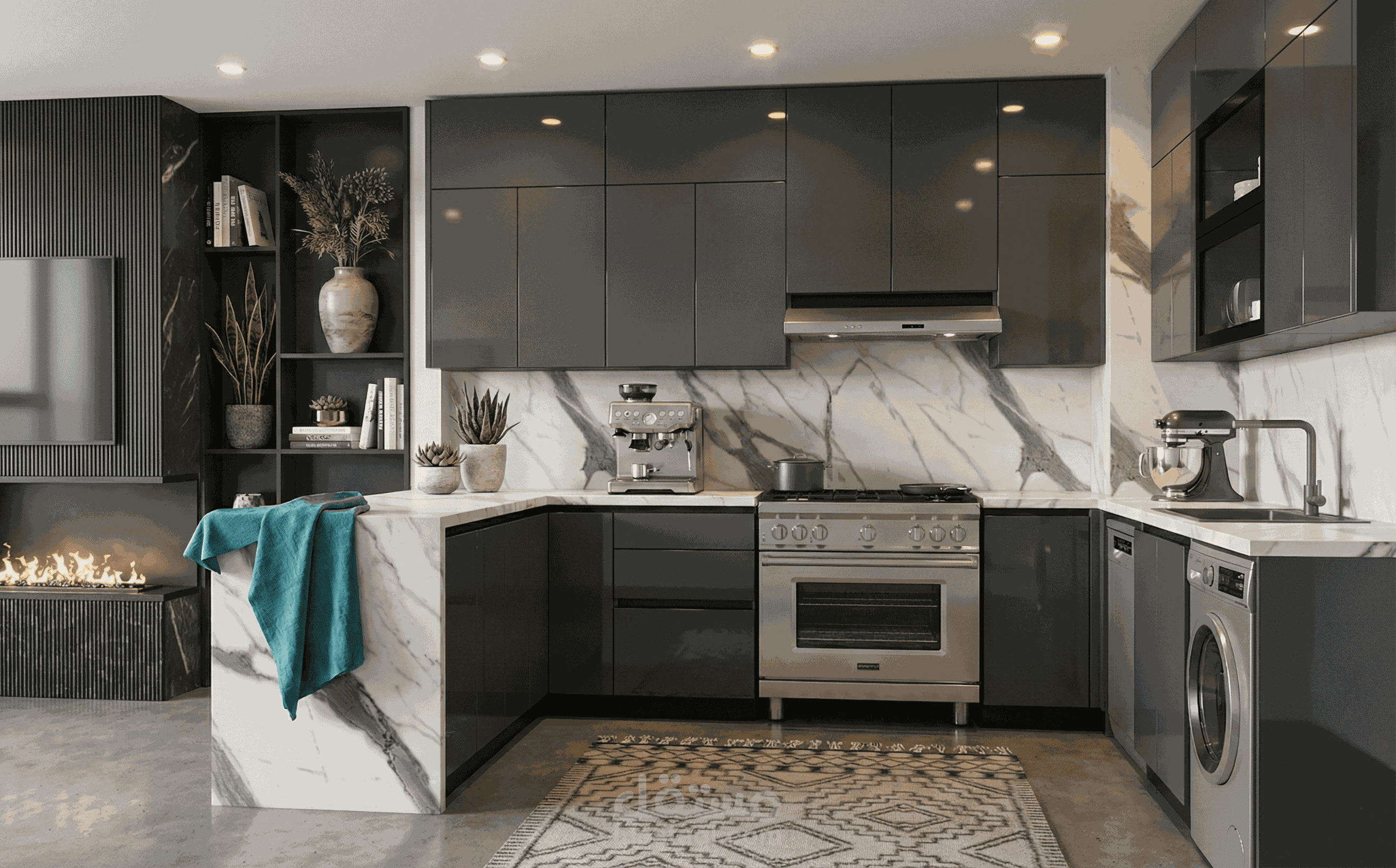 تصميم مطبخ مودرن بروح ساحلية (Coastal Kitchen) | استغلال ذكي للمساحات وراحة بصرية عالية