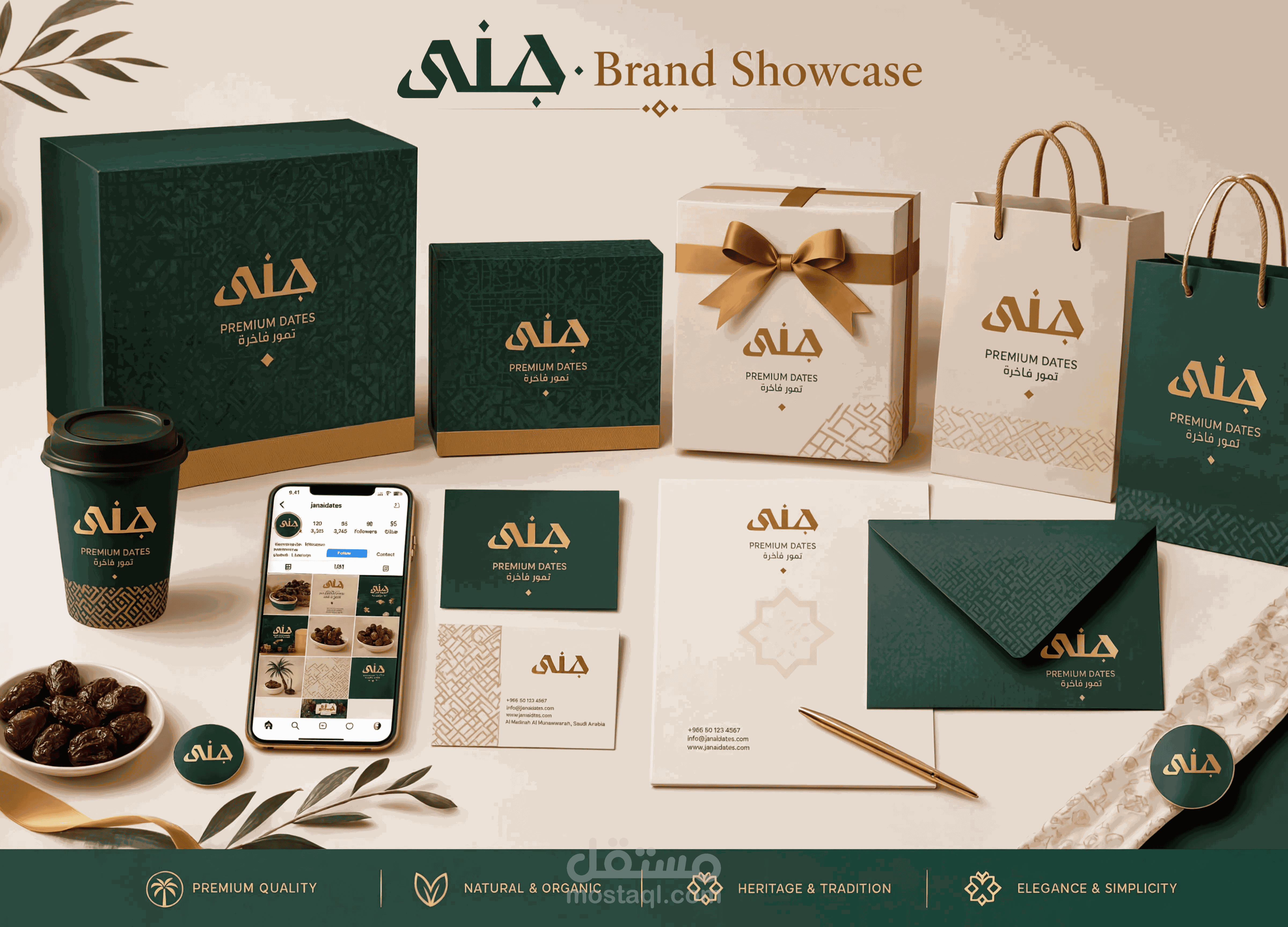 تصميم هوية بصرية فاخرة لعلامة تمور "جنى" ⭐