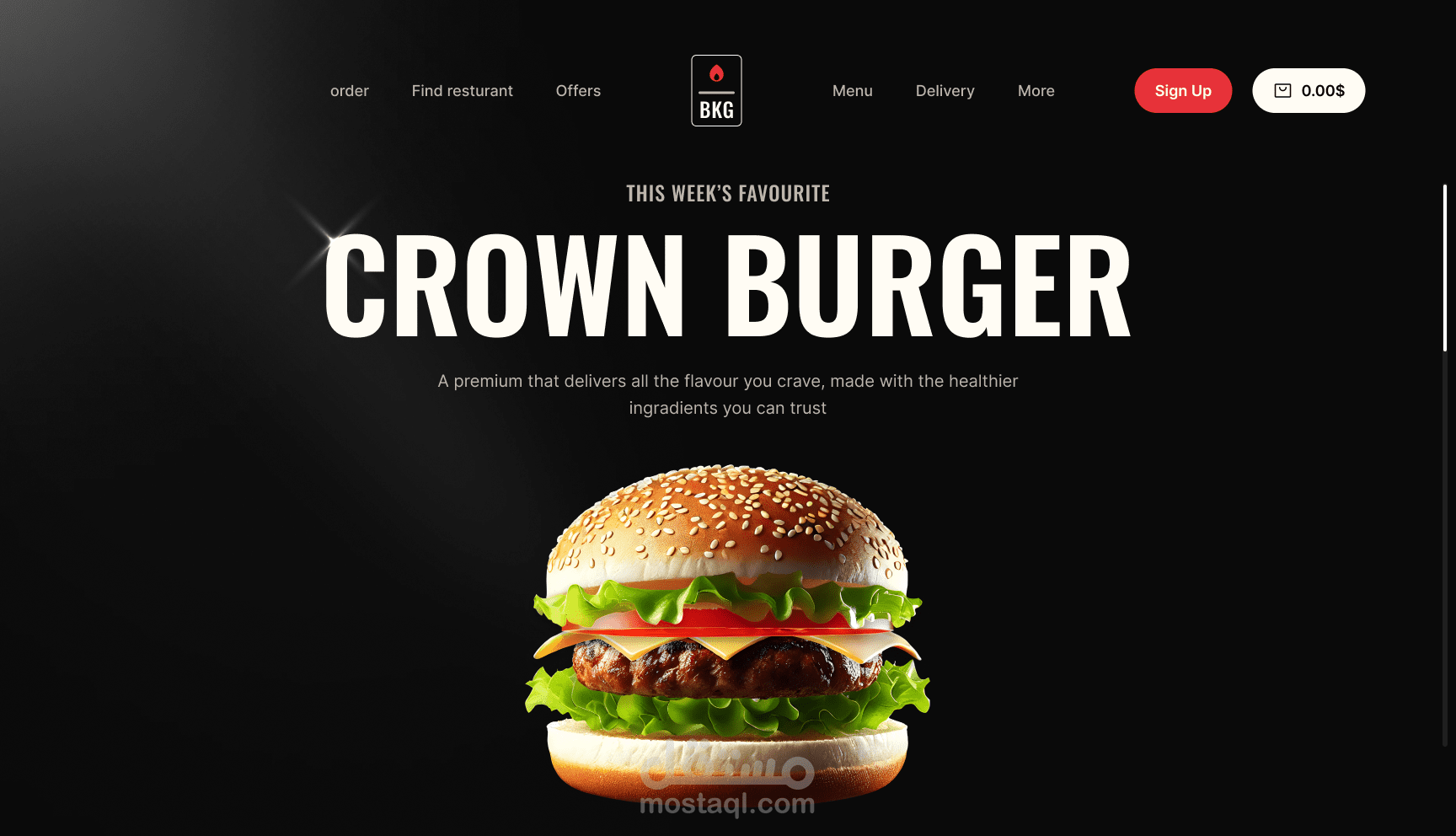 landing page animation لصفحة هبوط لمطعم برجر