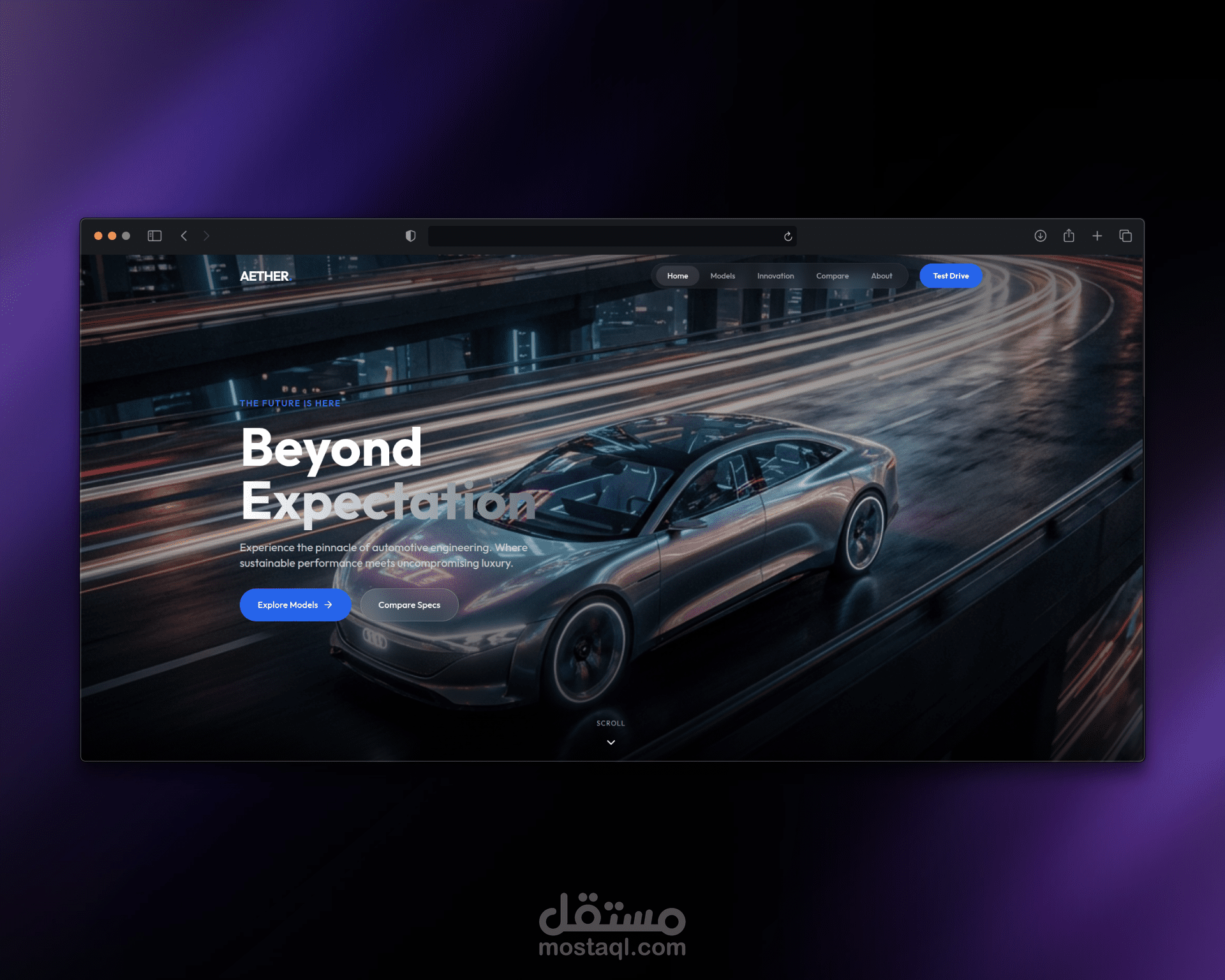 تصميم وتطوير منصة Aether Cars لتأجير وعرض السيارات الفاخرة