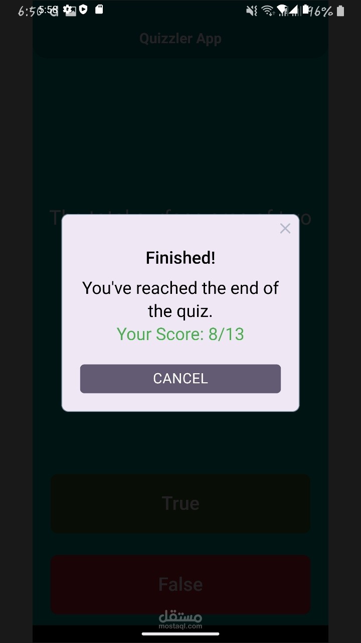 Quizzler app اول تطبيق لي, قمت بتصميم وتطوير هذا التطبيق باستخدام Flutter