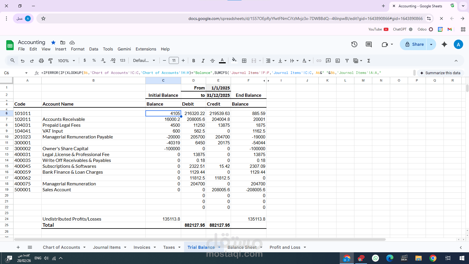 محاسبة مالية لمكتب استشارات