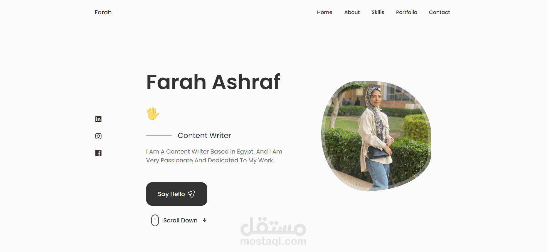 إنشاء صفحة شخصية خاصة لعرض خدمة معينة أقدمها وعرض المهارات الخاصة بي والمشاريع السابقة