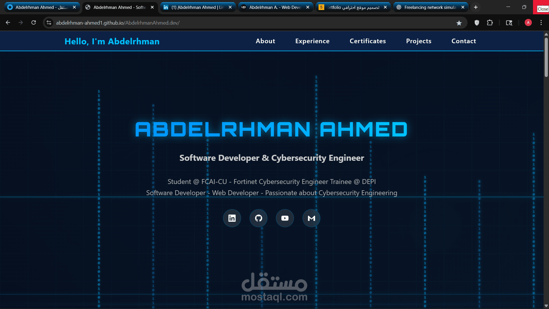 موقع احترافي Portfolio باستخدام HTML, CSS لعرض اعمالك