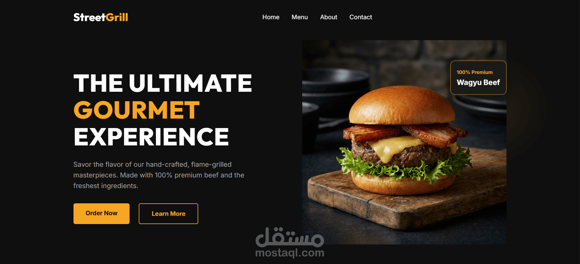 Landing Page لمطعم – Street Grill