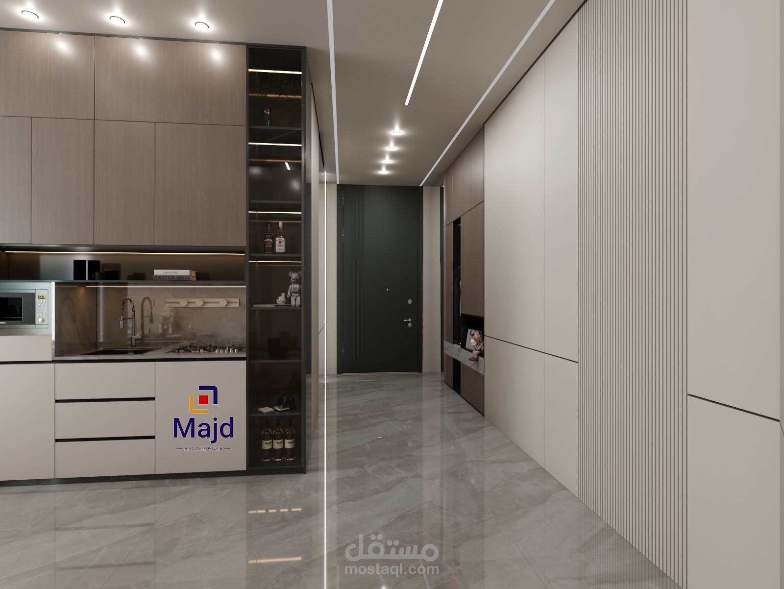 تصميم غرفة معيشة مع كوفي كورنر