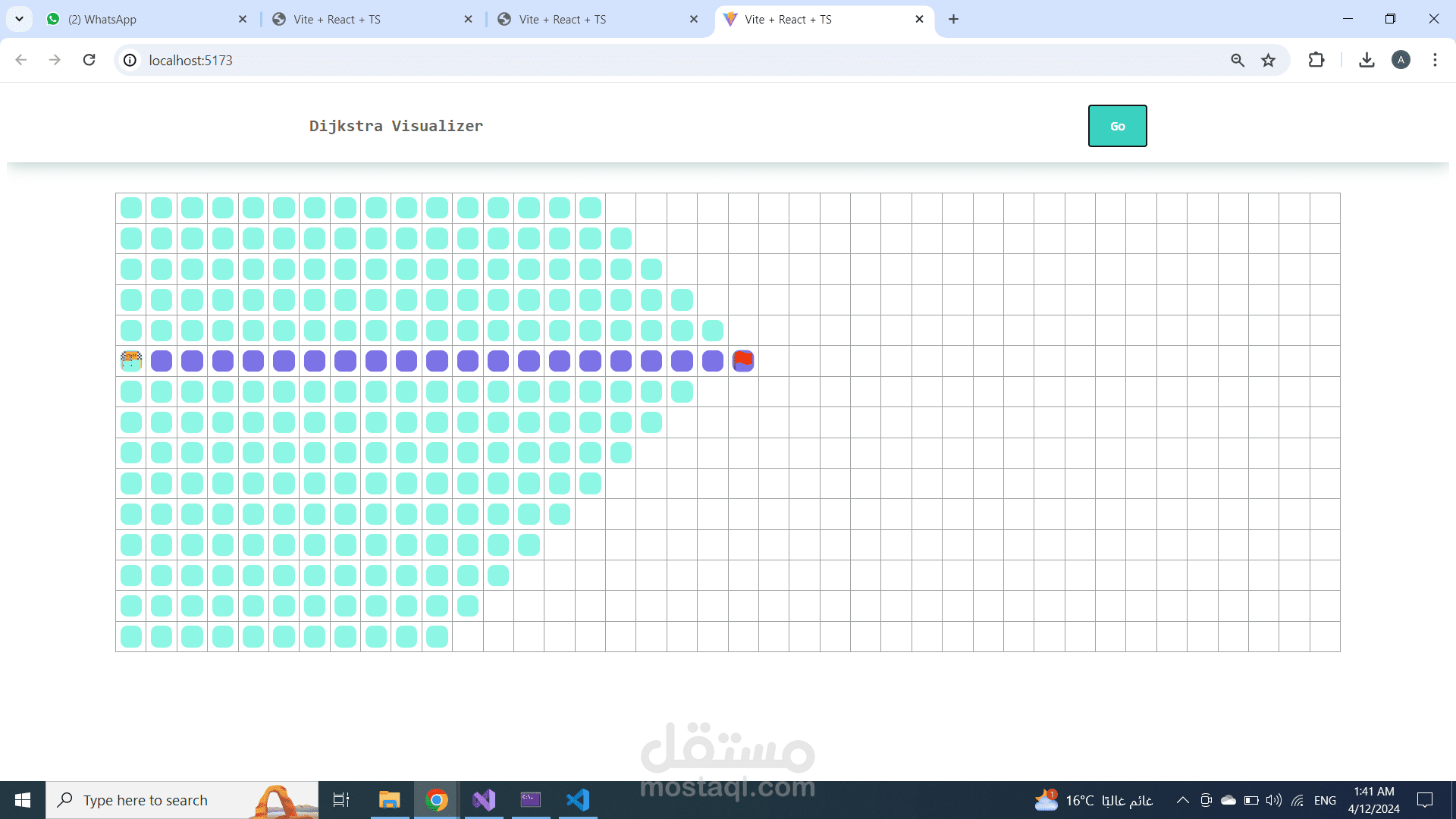 سكريبت JavaScript لتوضيح ألية عمل خوارزمية "Dijkstra"