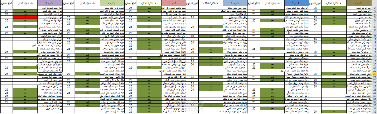 المساهمين في مشروع جامعي.