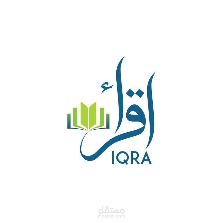 الشعار عبارة عن كلمة "إقرأ" بالخط العربي، الخط المستخدم هو خط مزخرف، مع استخدام زخارف إسلامية، الألوان المستخدمة هي اللون الأخضر والأزرق، الخلفية بيضاء.