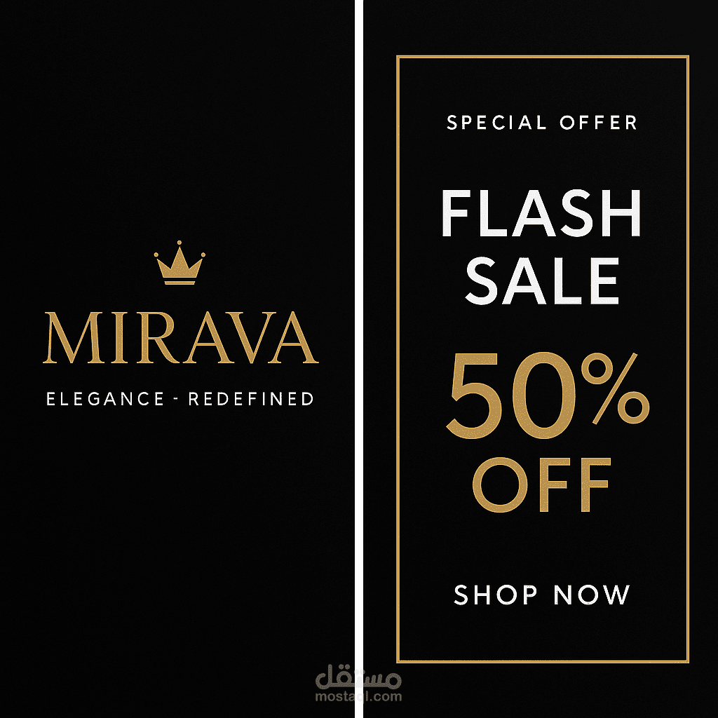 تصميم بانر ترويجي مكون من جزئين للعرض الرقمي