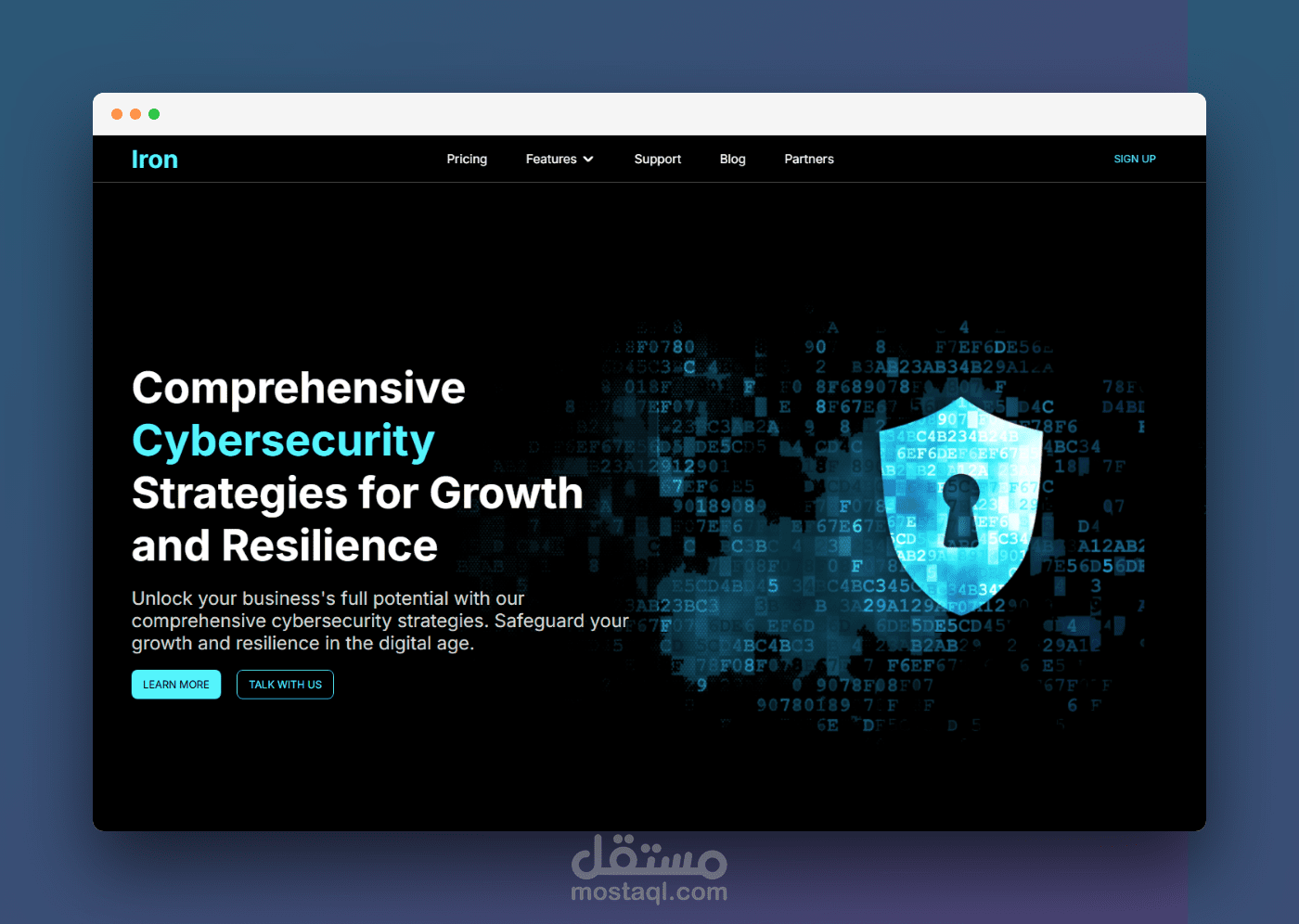 تصميم وتطوير صفحة هبوط تفاعلية وحديثة (Iron Landing Page)