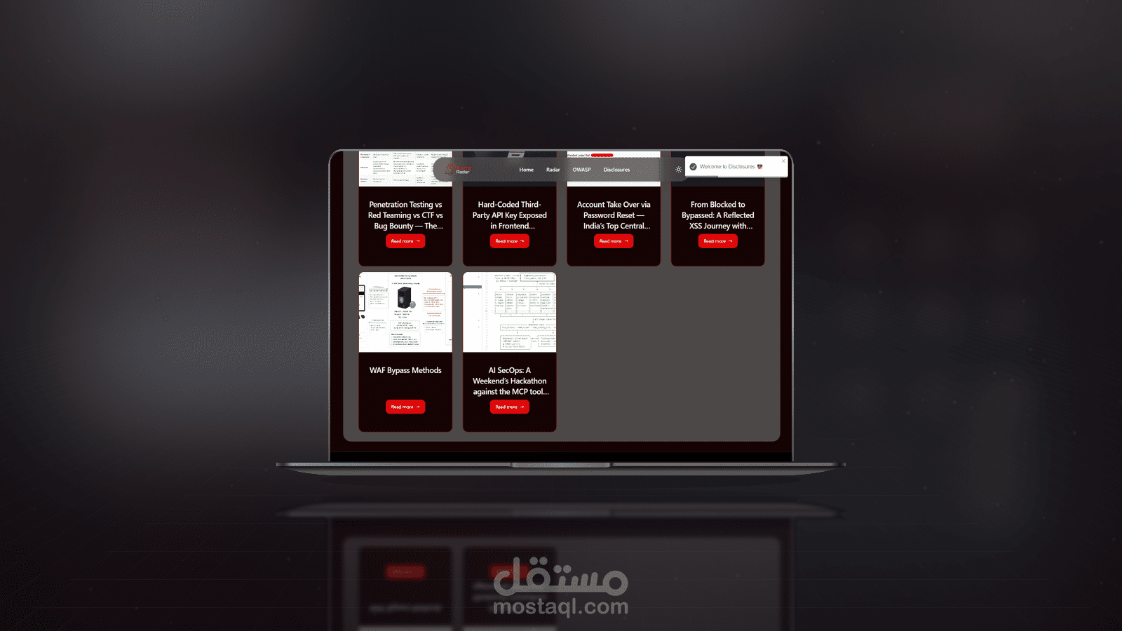 تطوير منصة BountyRadar المتقدمة لتتبع الثغرات الأمنية باستخدام React.js