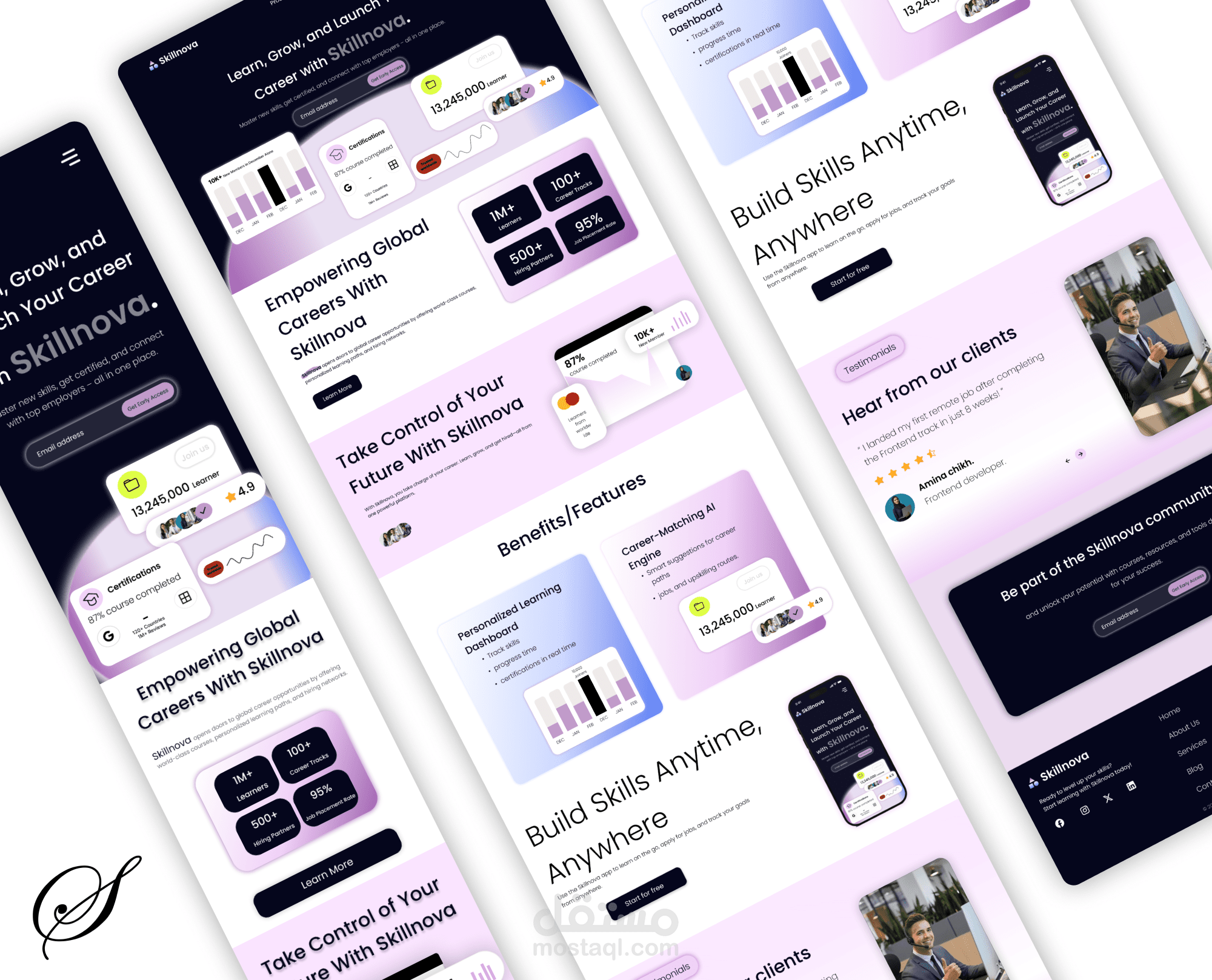 تصميم واجهة منصة Skillnova – تجربة مستخدم حديثة واحترافية