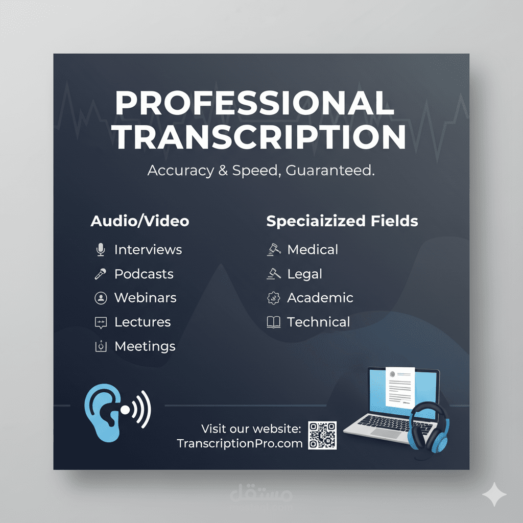 تدقيق لغوي transcription audios vidéo بالتدقيق اللغوي