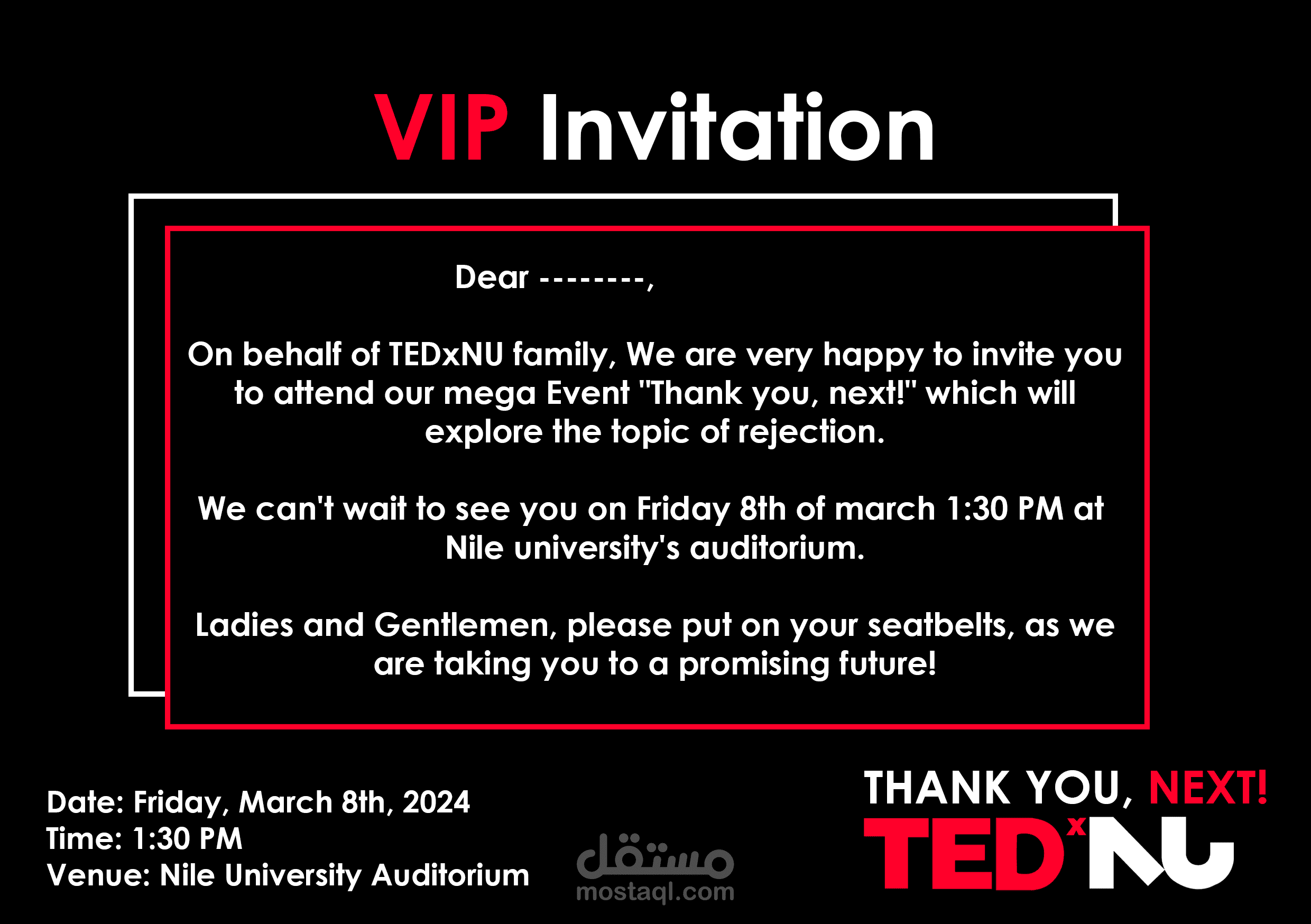 TEDXNU VIP  INVTATION DESIGN