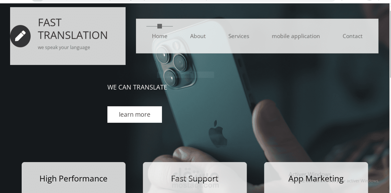 موقع للترجمة بواسطة تطبيق هاتف fast translation