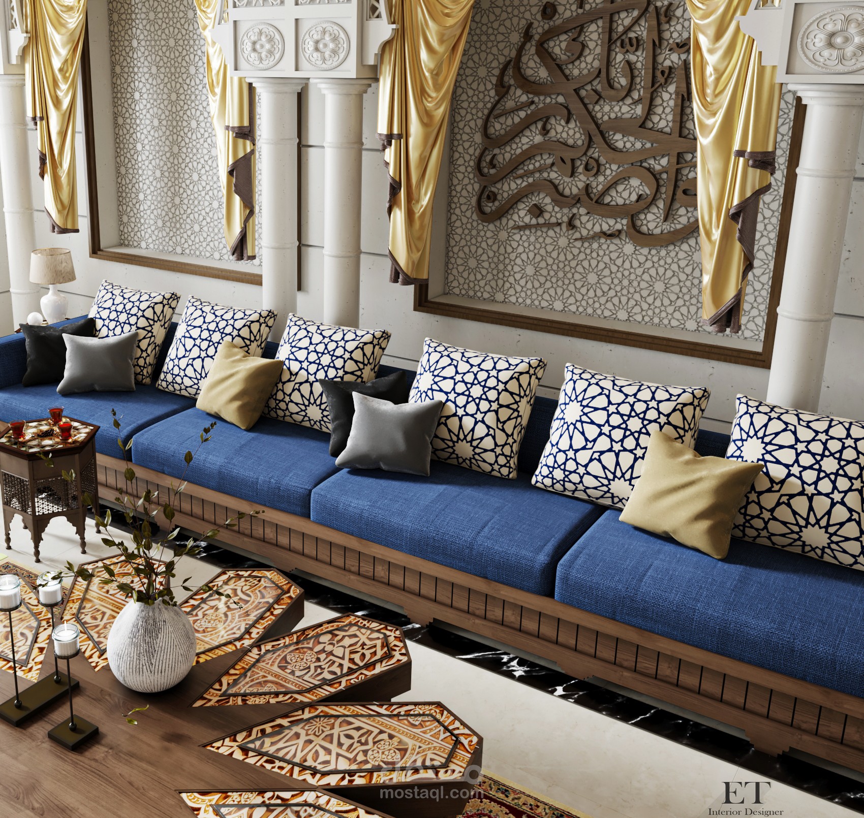 تصميم صالة جلوس عطراز الكلاسيك