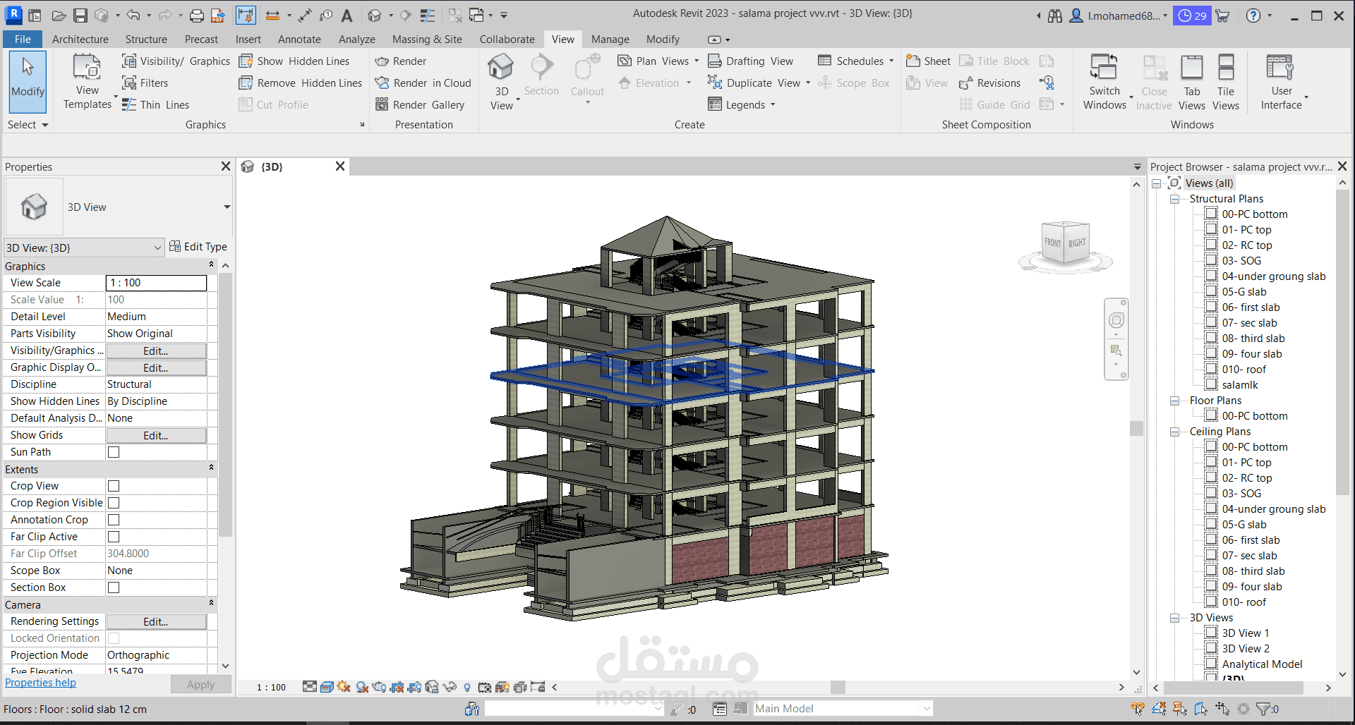 مشروع بيت سكني(3D model revite)