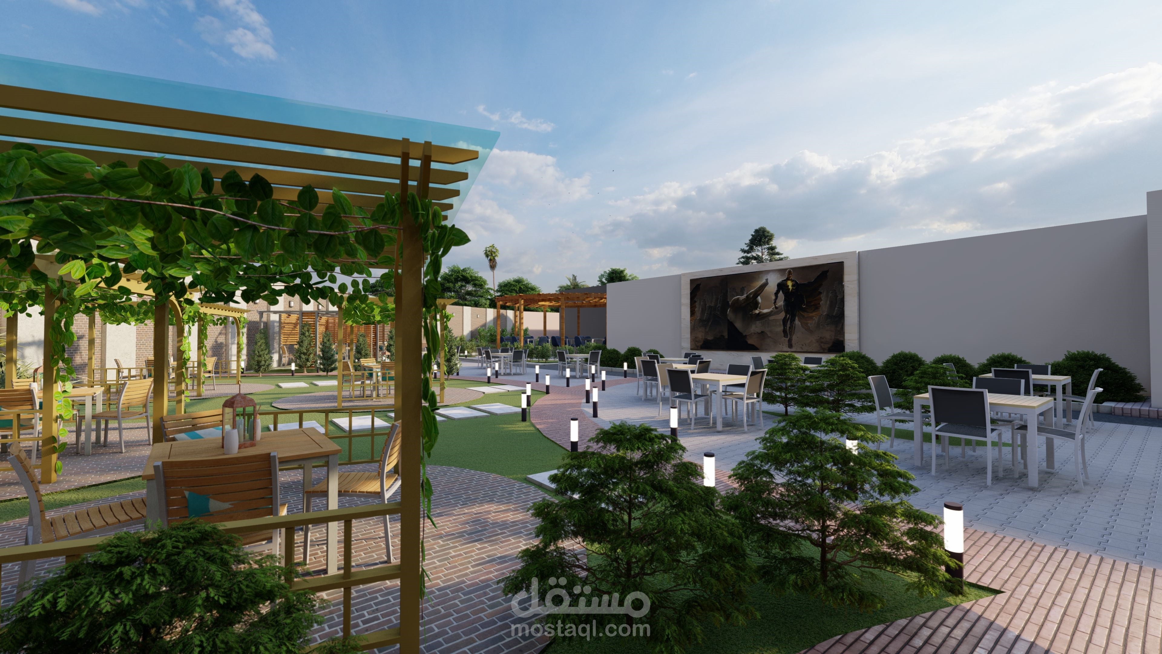 عمل لاندسكيب لنادي باستخدام برنامج  SKETCHUP  وبرنامج LUMION