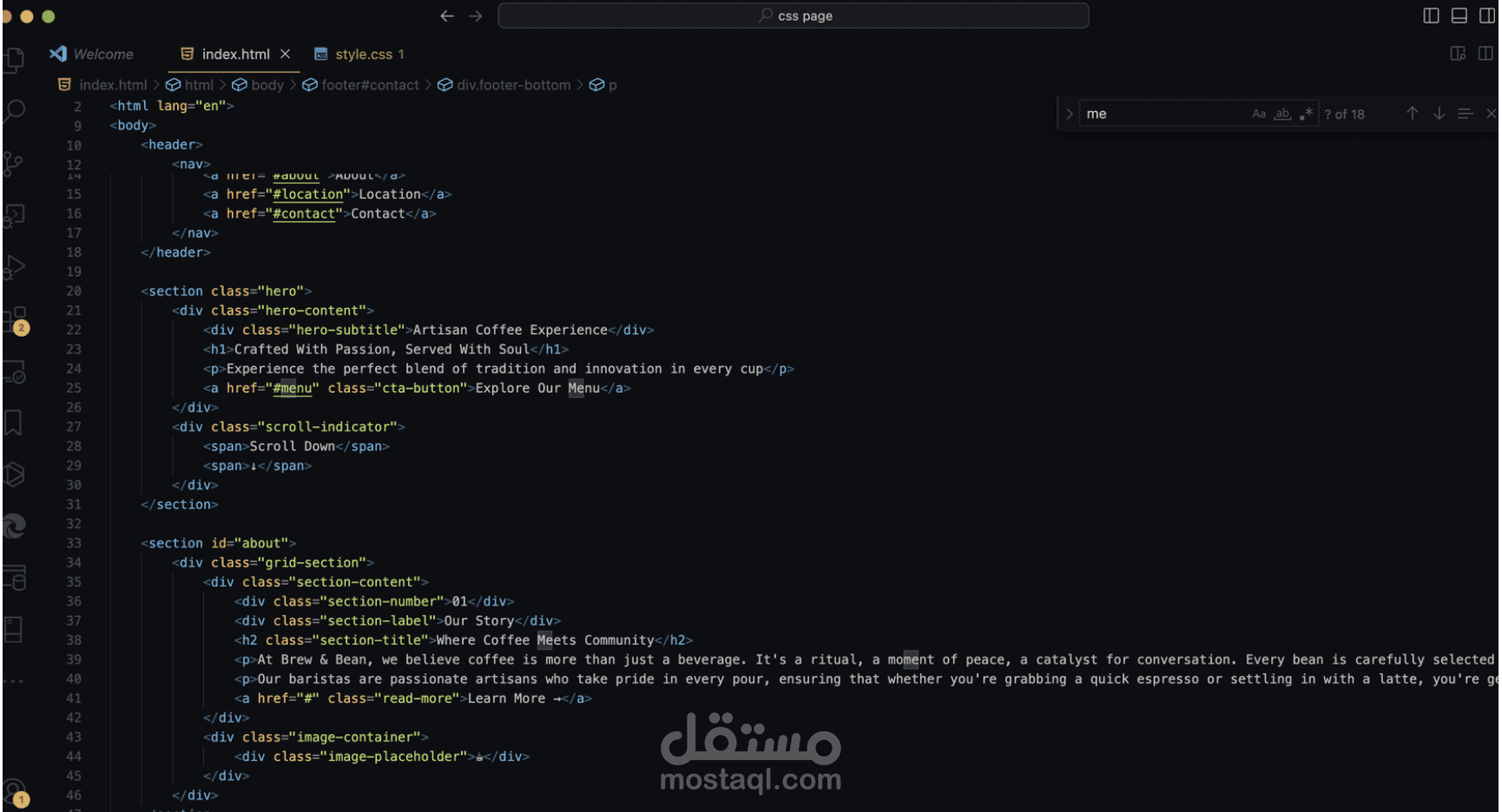 إنشاء صفحة ويب بـ HTML و CSS