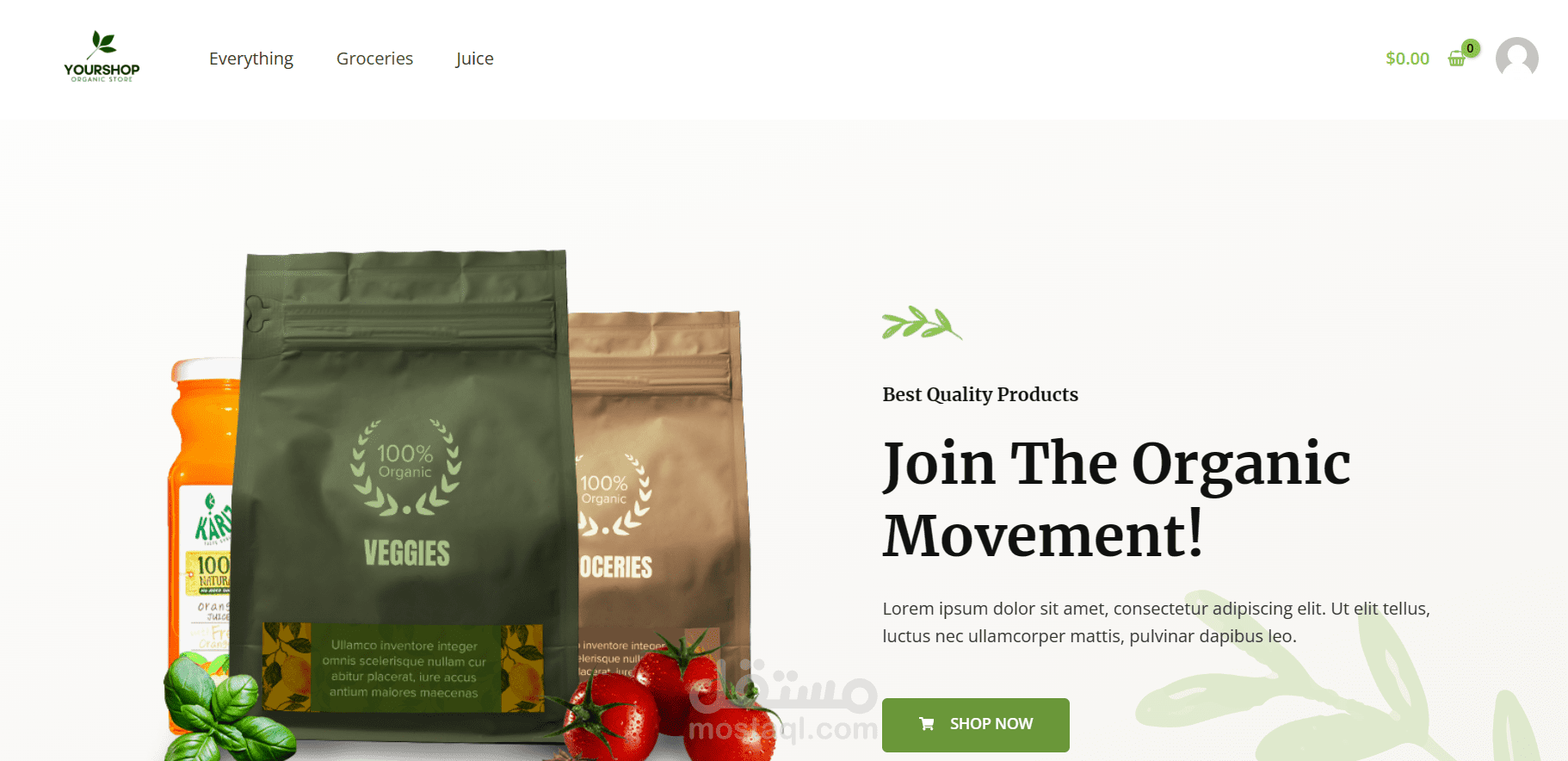 wordpress site yourshop organic store