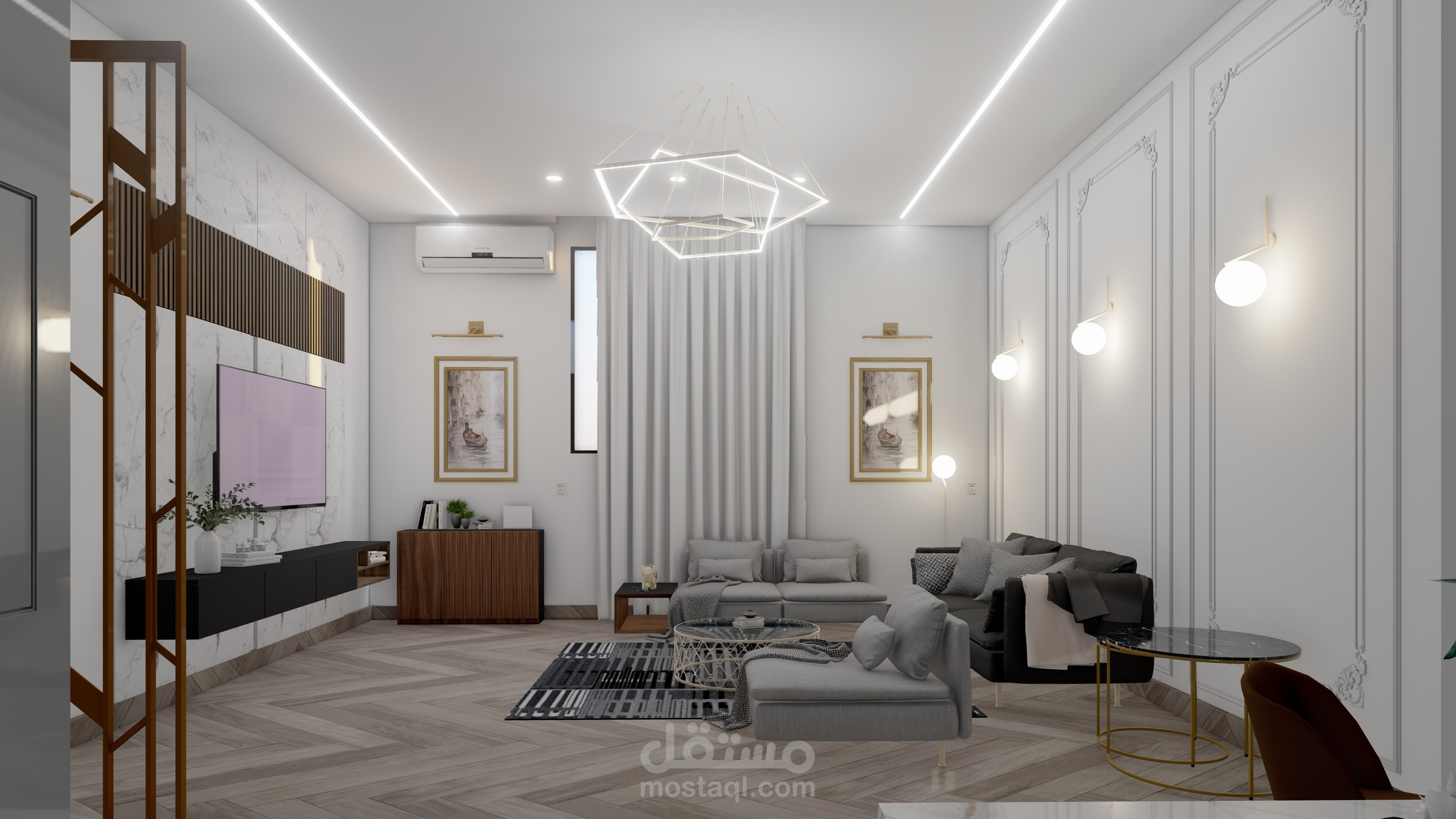 تصميم داخلي مميز  وهادي لغرفه معيشه ل احد الزبائن المميزين لدينا لدينا