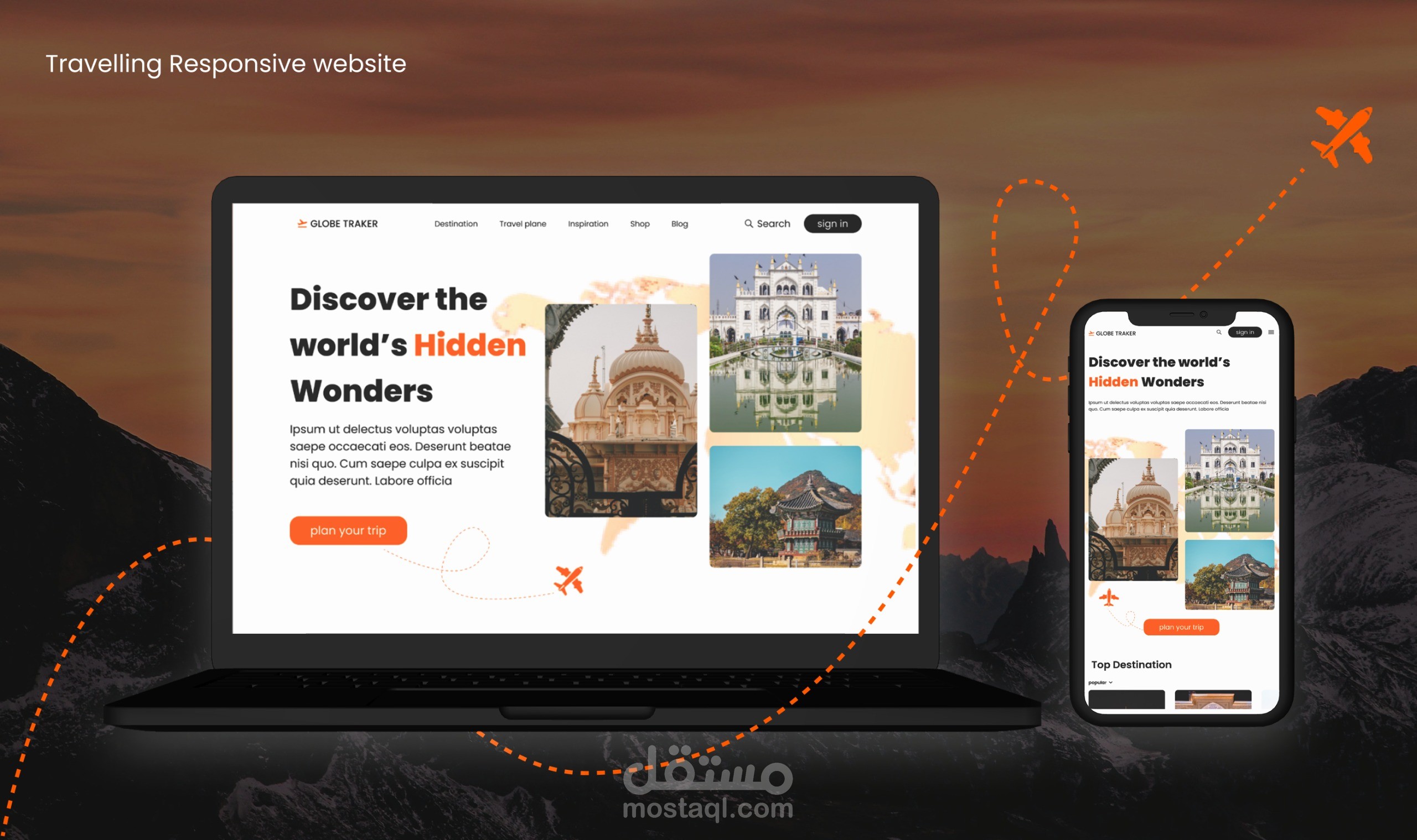 Travel website landing page