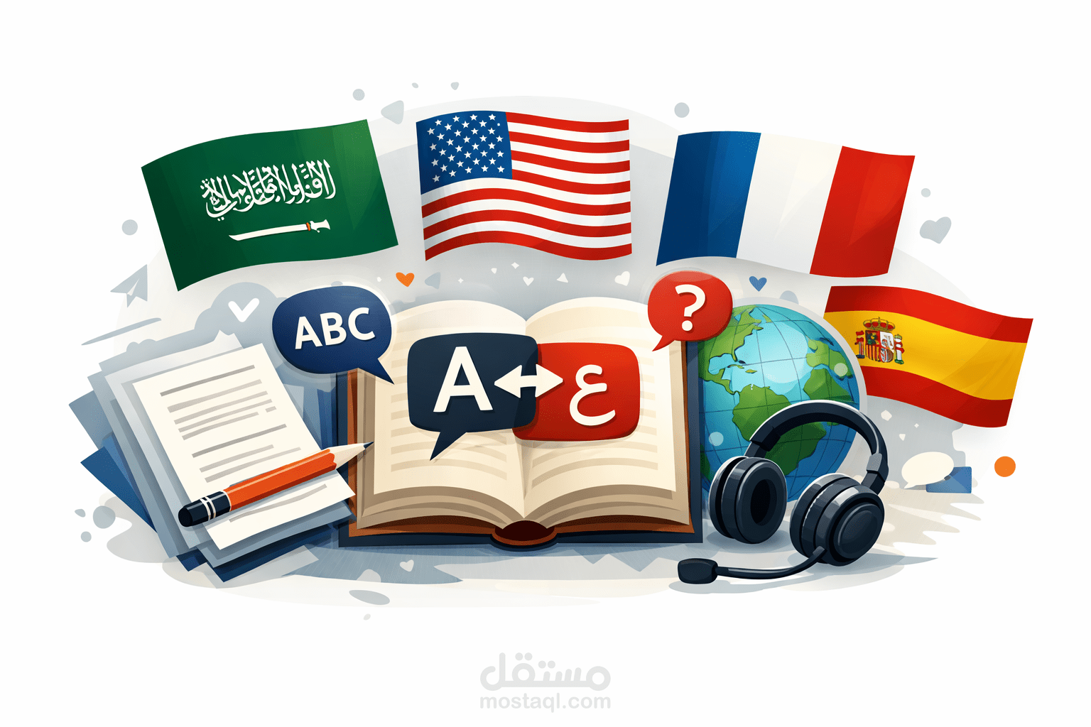 ترجمة احترافية للغة العربية والفرنسية والانجليزية والاسبانية باسعار منخفظة