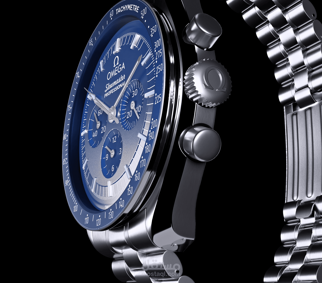 برومو ثلاثي الابعاد بستايل سينمائي لساعة omega speedmaster