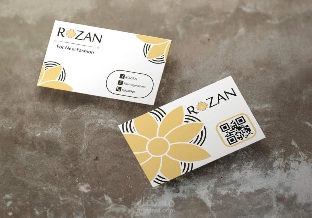تصميم لوجو وكارت خاص لمركز ملابس ROZAN