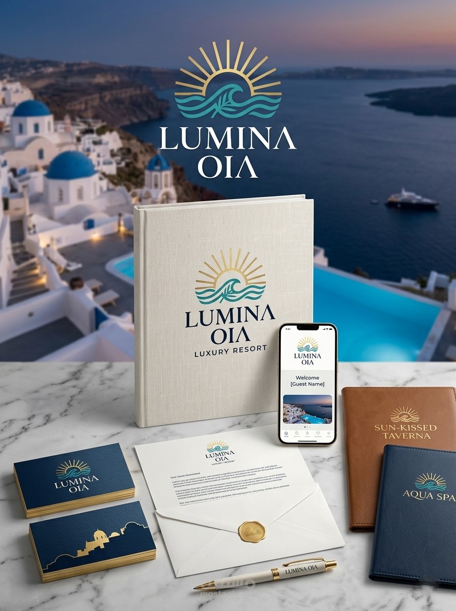 تصميم الهوية البصرية المتكاملة لمنتجع Lumina Oia الفاخر