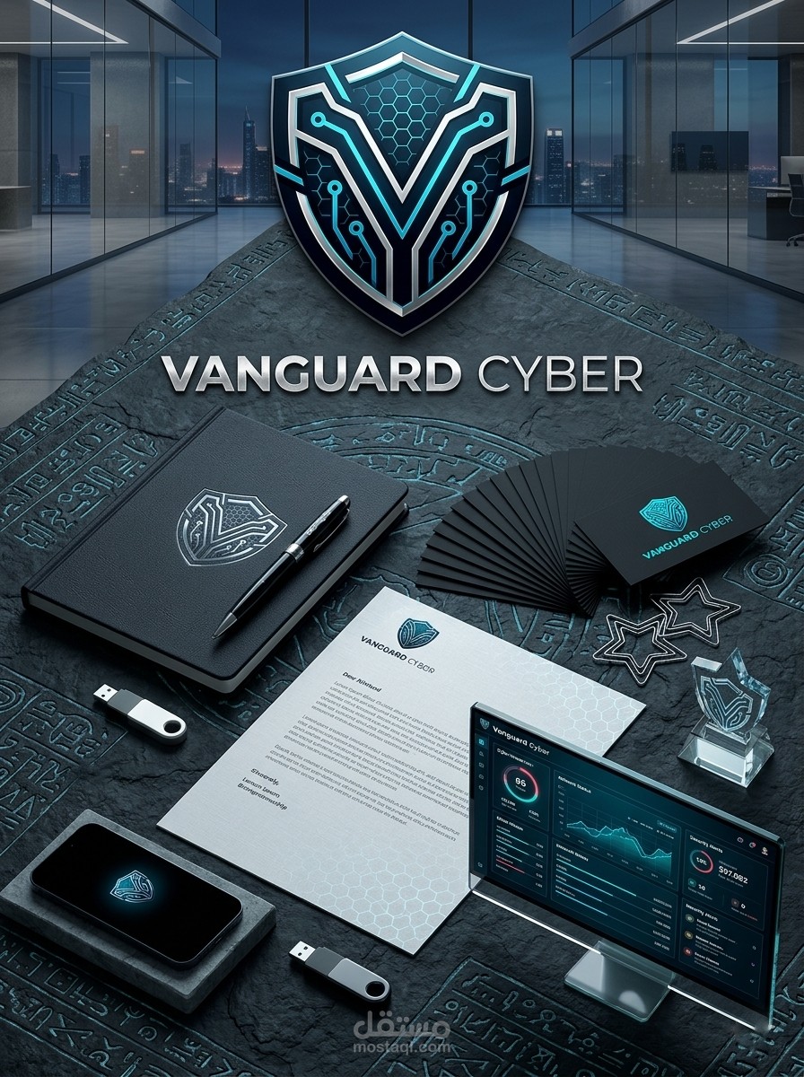 تصميم هوية بصرية متكاملة لشركة "Vanguard Cyber" للأمن السيبراني