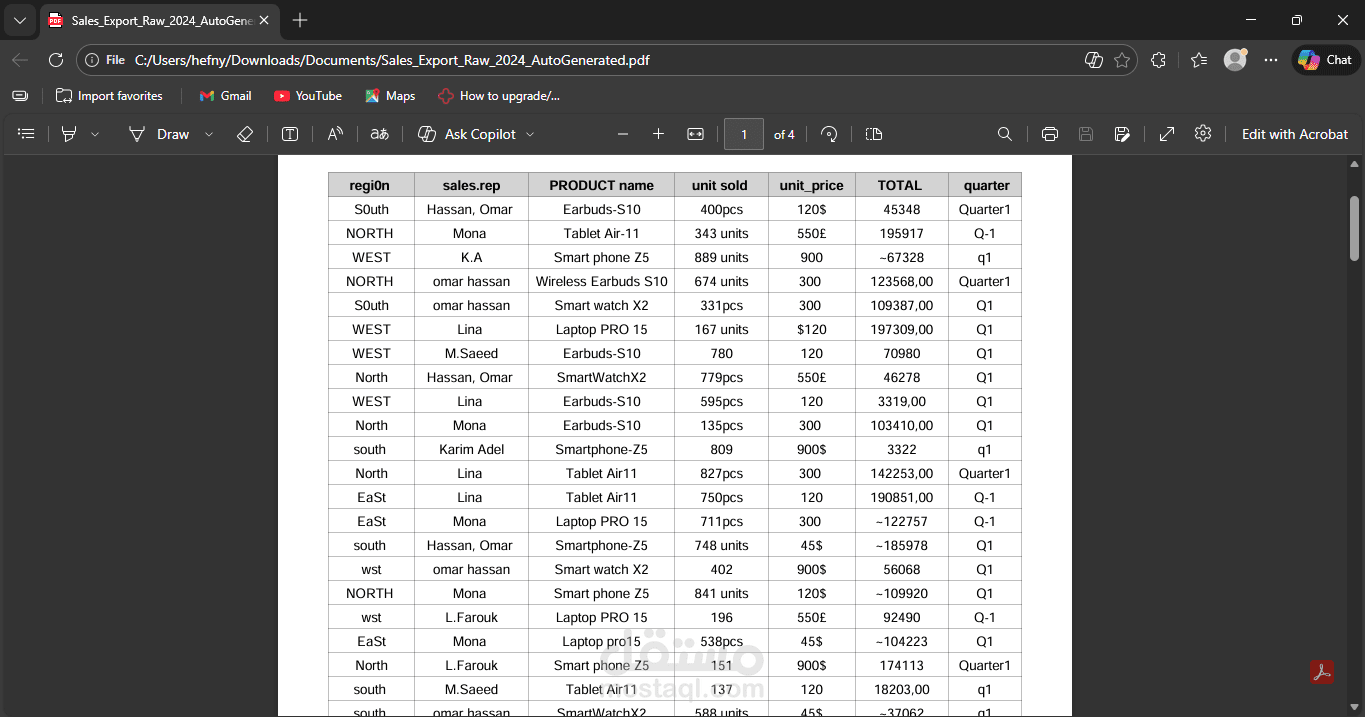 PDF to Excel Conversion & Data Cleaning Project