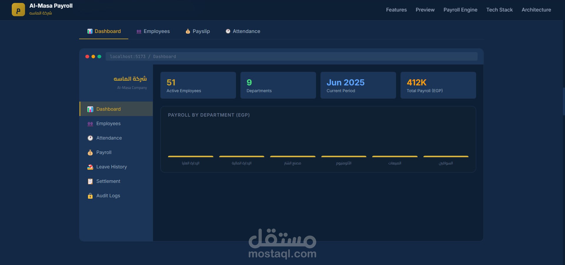 نظام كامل لإدارة الموارد البشرية والرواتب (HR & Payroll) طبقاً لقانون العمل المصري | Spring Boot & React