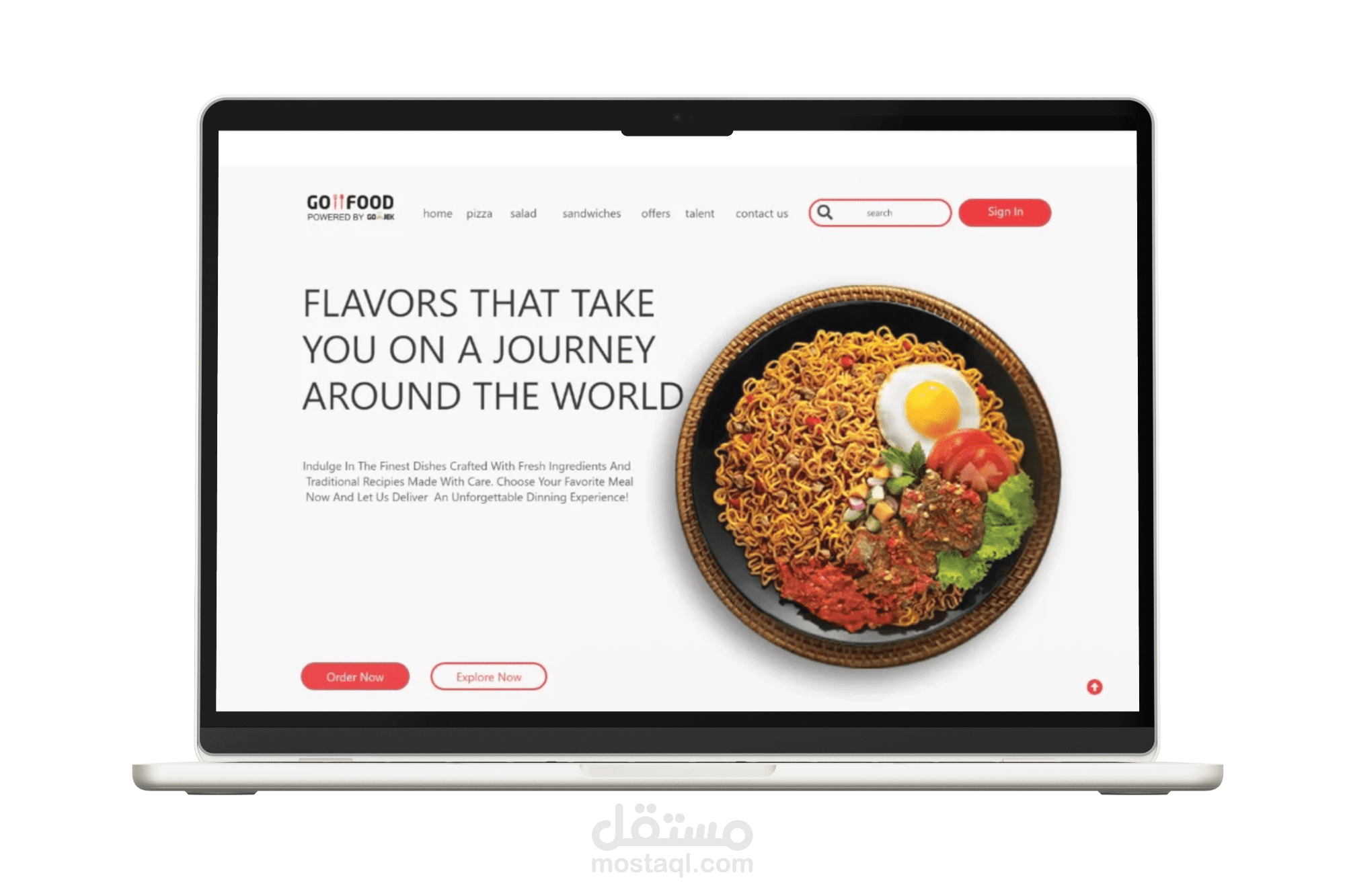 تصميم واجهة مستخدم لموقع الكترونى لمطعم