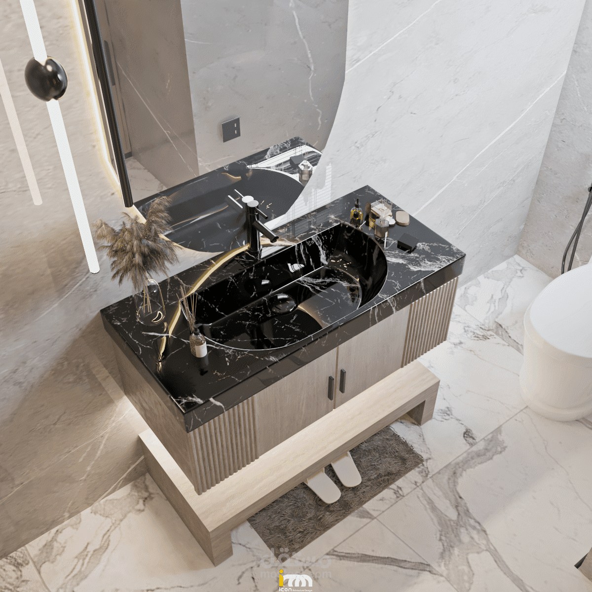 modern laundry and bathroom