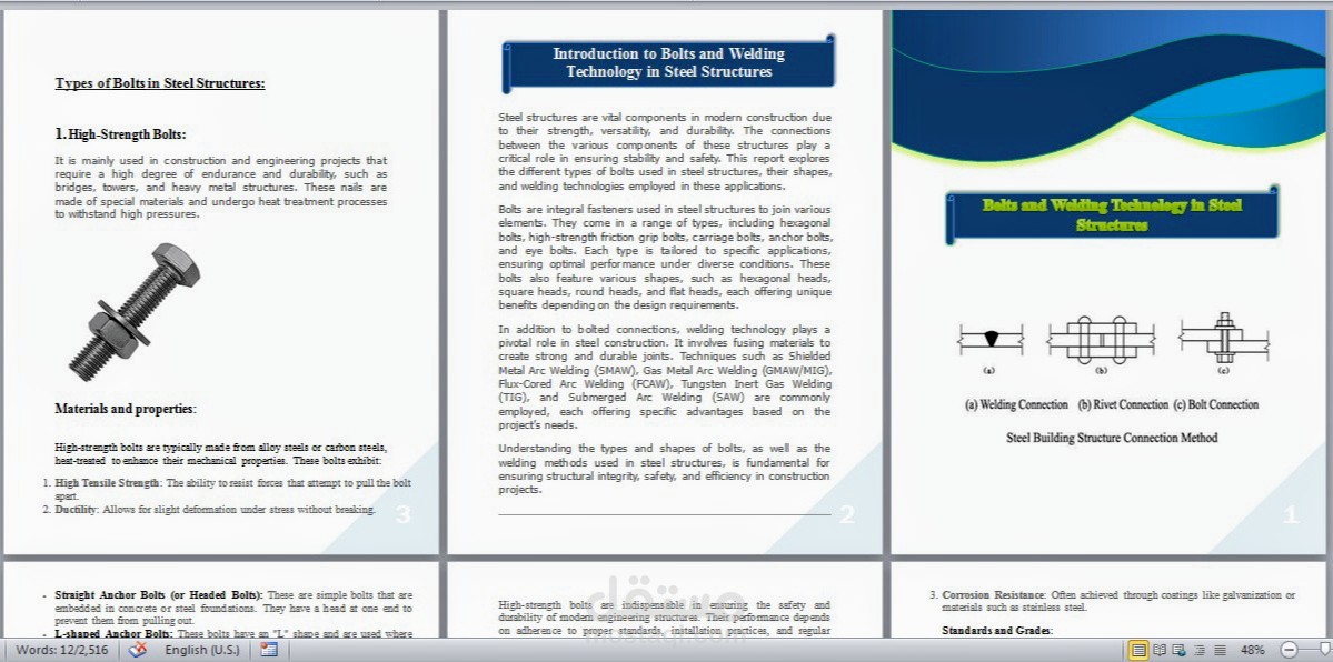 Scientific research on bolts and welding technology in steel structures