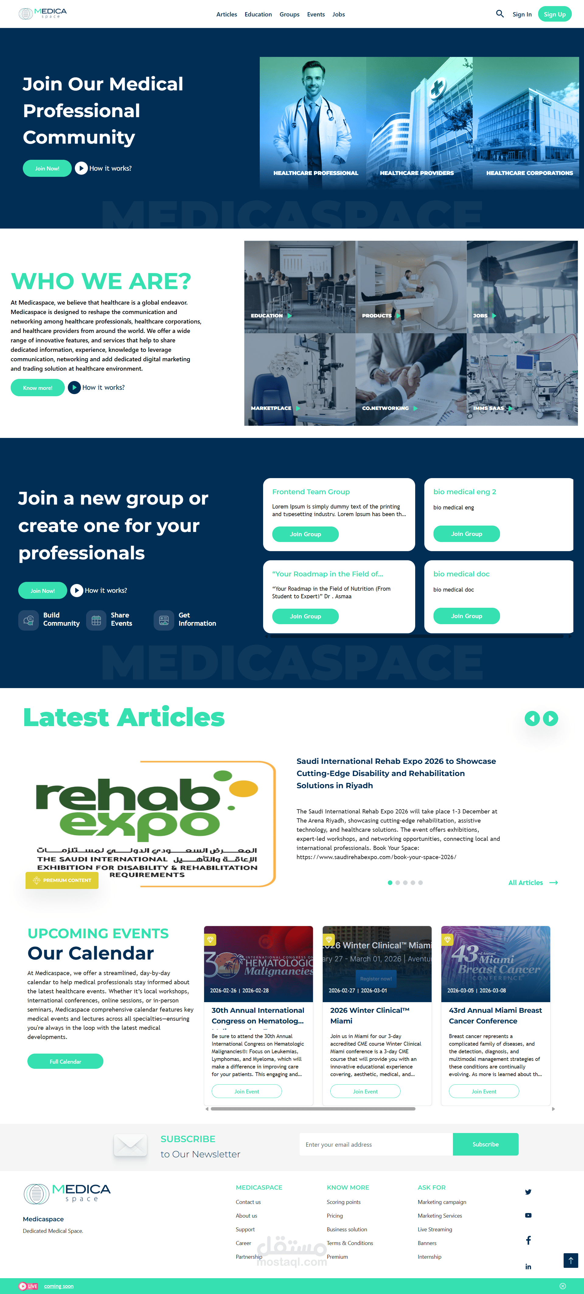 المشاركة ف العمل علي منصة MedicaSpace