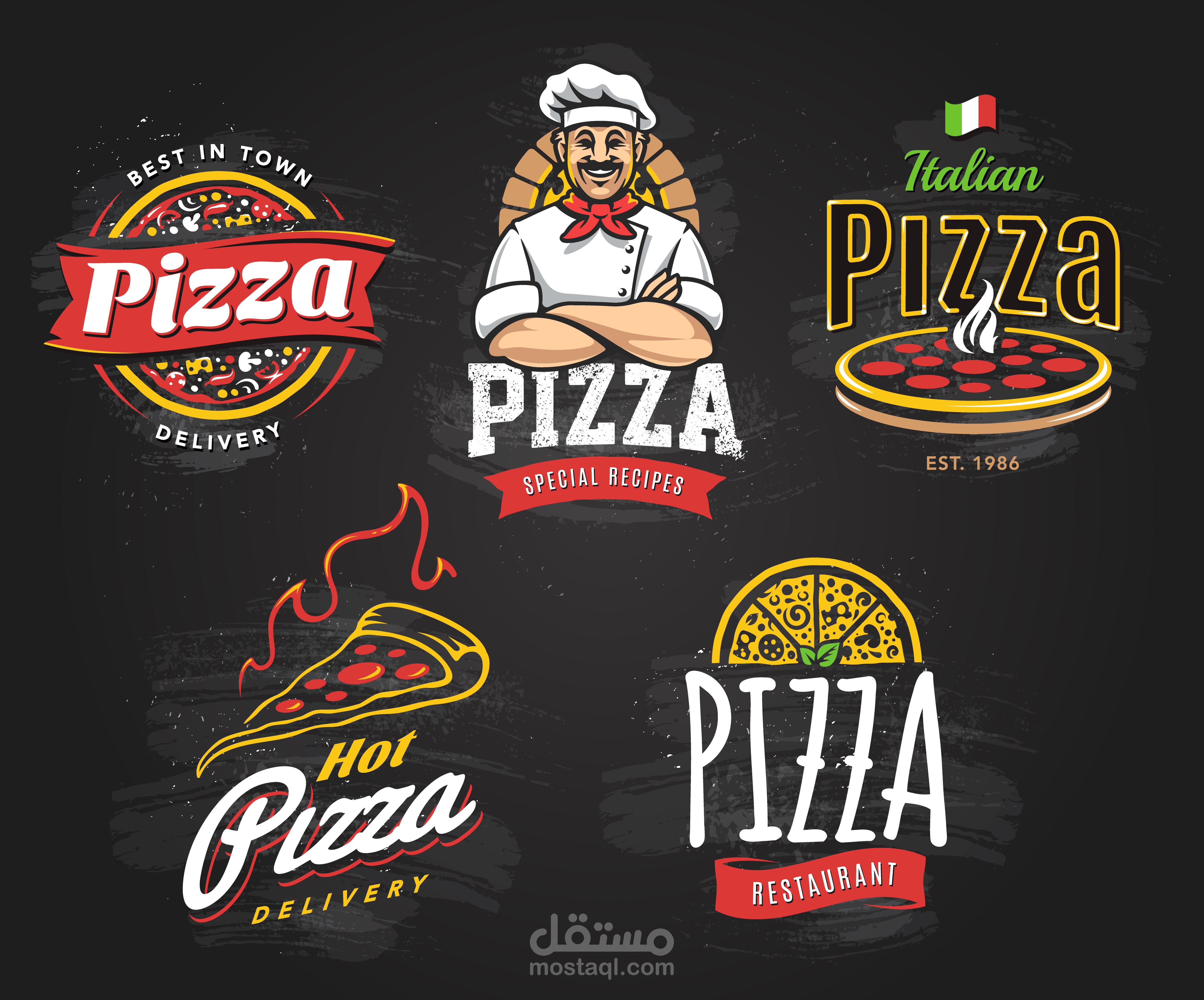Pizza restaurant design logo