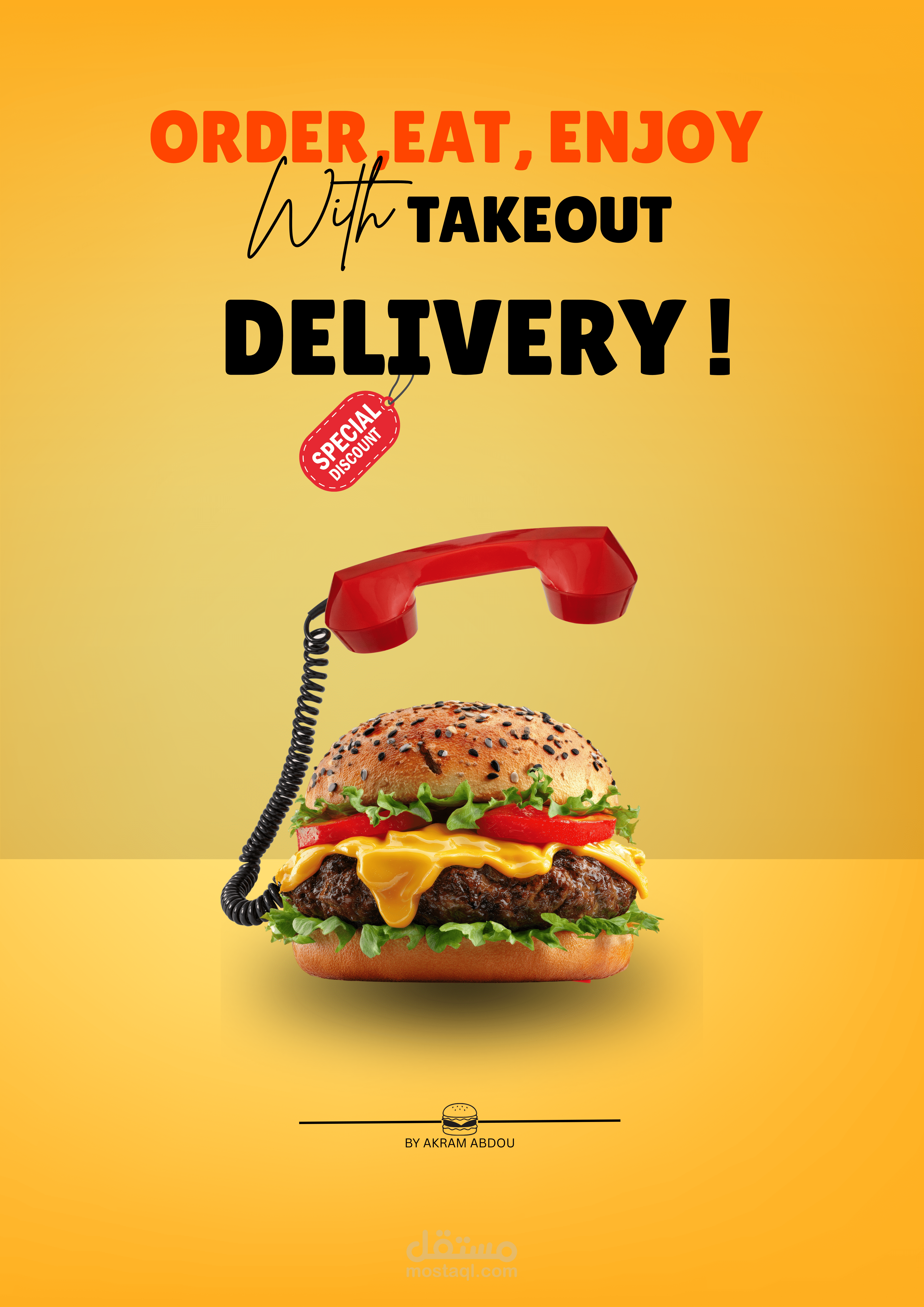 تصميم جرافيكي - لإعلانات مطاعم البرغر  (Canva)