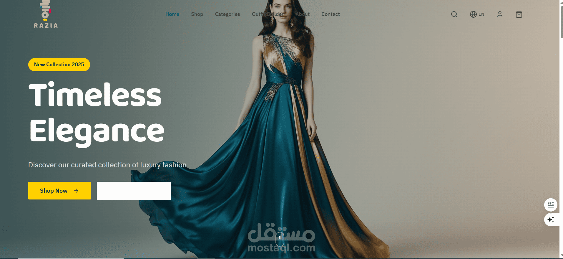 تصميم وتطوير متجر "Razia Store" الإلكتروني للأزياء النسائية