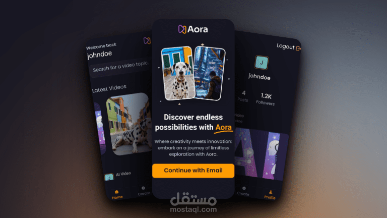 منصة مشاركة فيديوهات بالذكاء الاصطناعي باستخدام React Native و Expo
