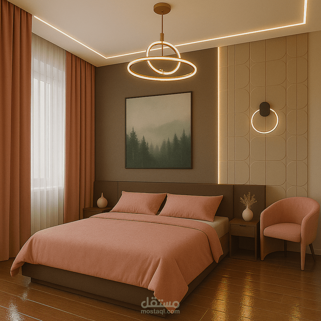 Warm Minimalist Bedroom with Nature Accent