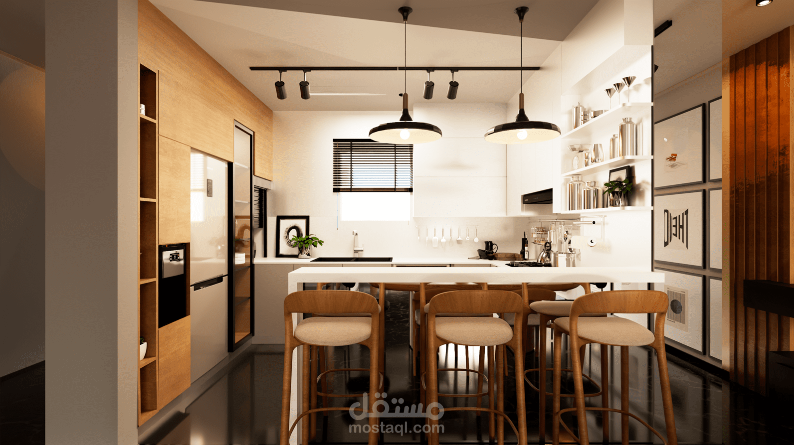 تصميم مطبخ مودرن لعميل 3d