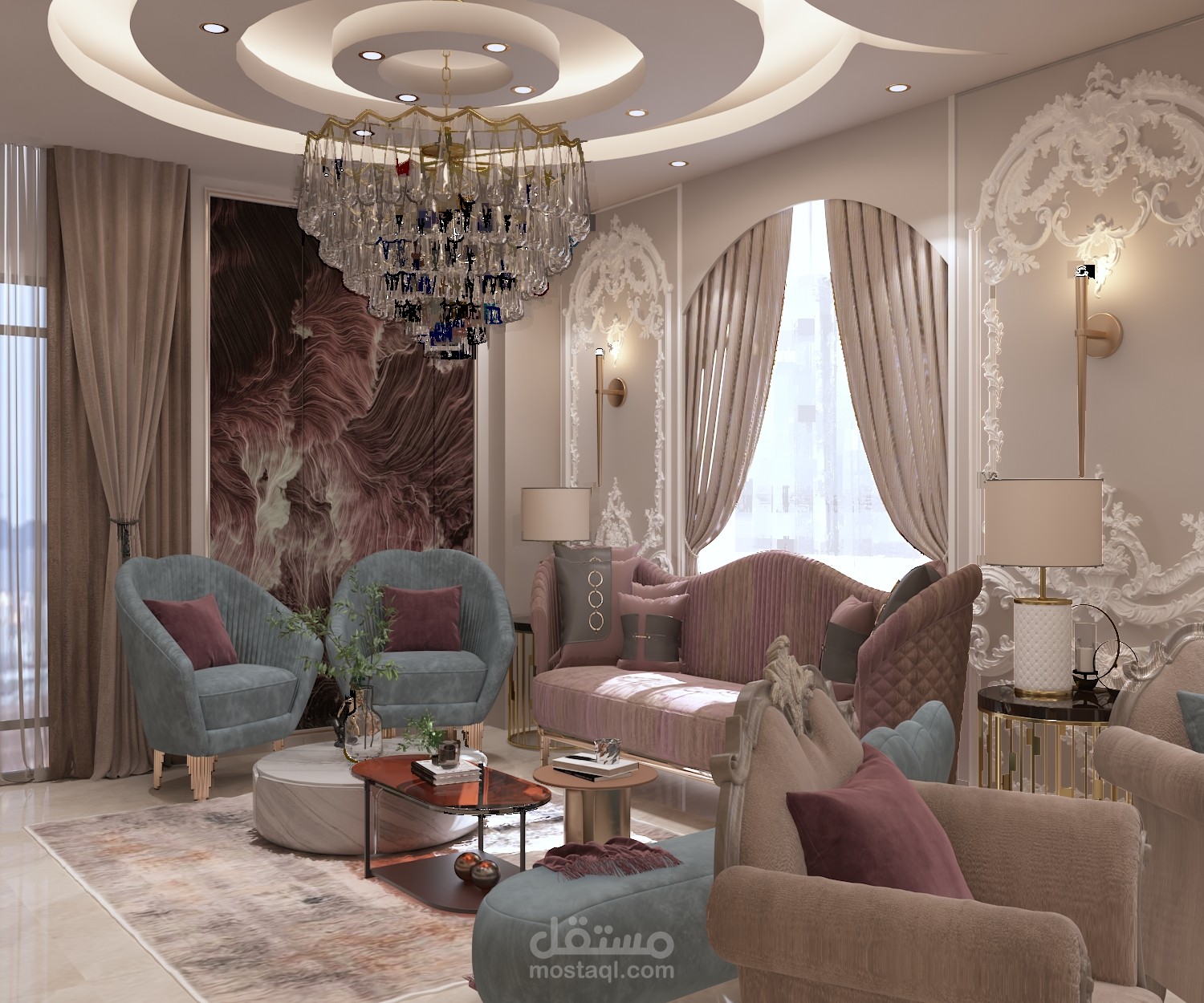 تصميم رسيبشن نيو كلاسيك  في العاصمه الاداريه
