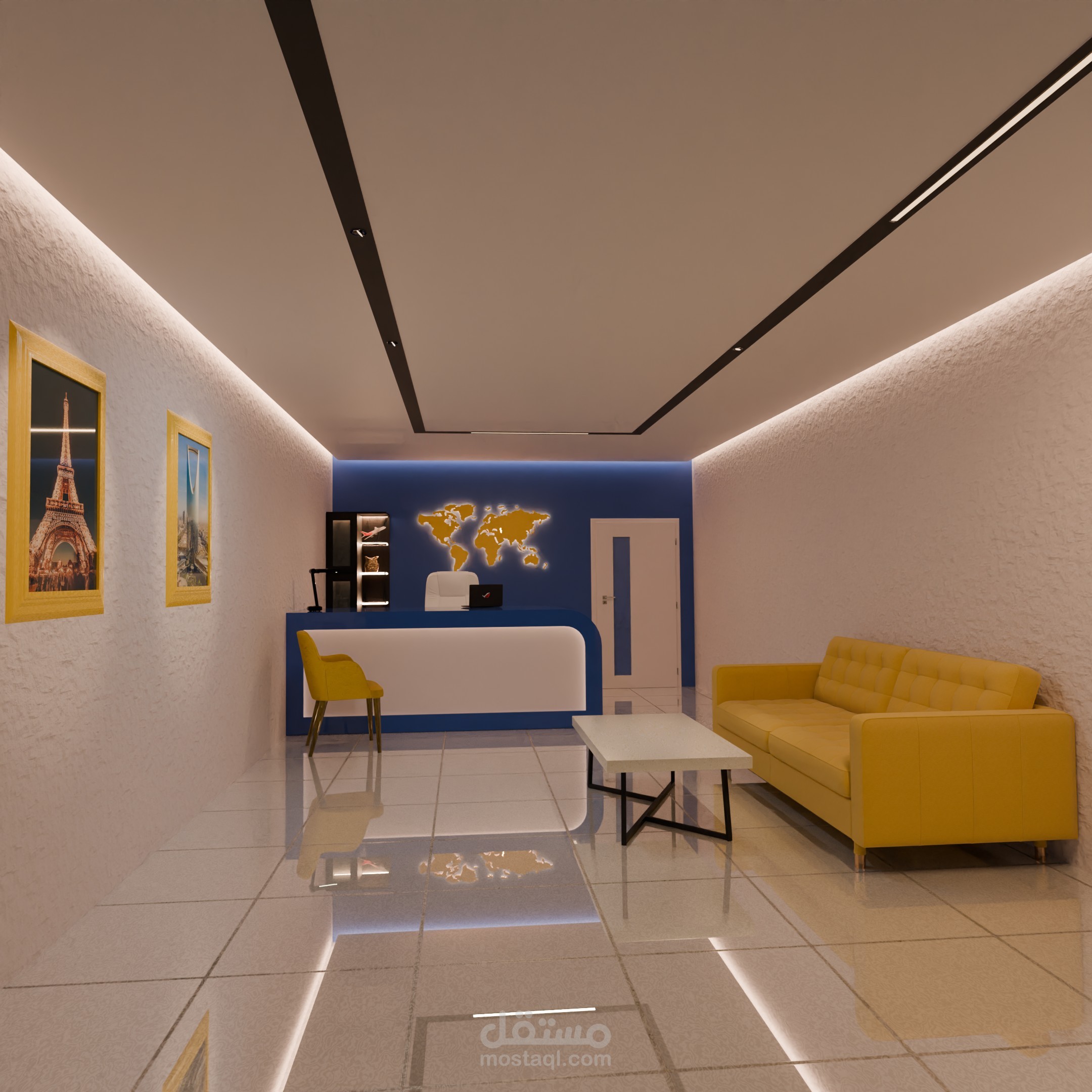تصميم ديكور داخلي لمكتب سفريات