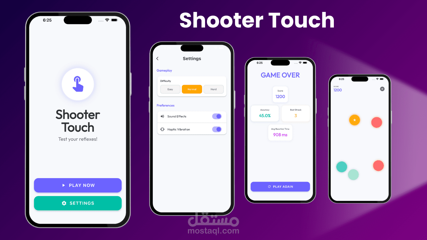 Shooter Touch – لعبة قياس سرعة رد الفعل